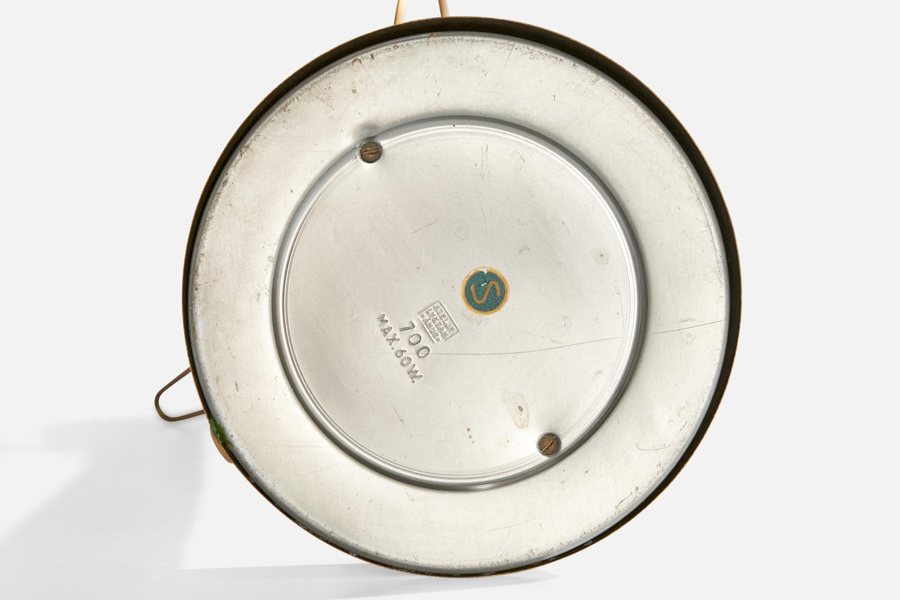 Hans Bergström, Table Lamp, Brass, Leather, Glass, Sweden, 1950s For Sale 4