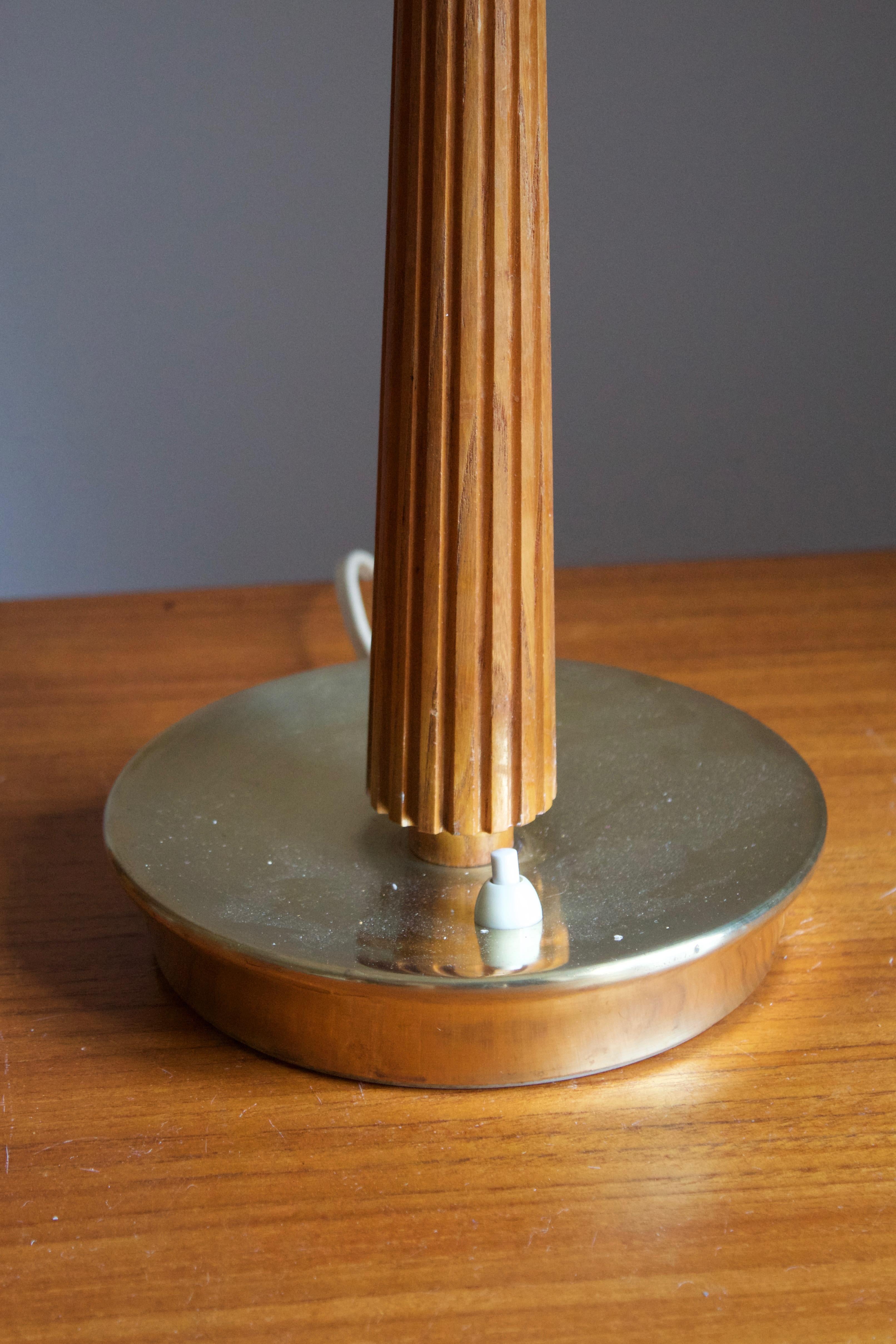 Mid-Century Modern Hans Bergström, Table Lamp, Brass, Wood, for ASEA, Sweden, 1950s