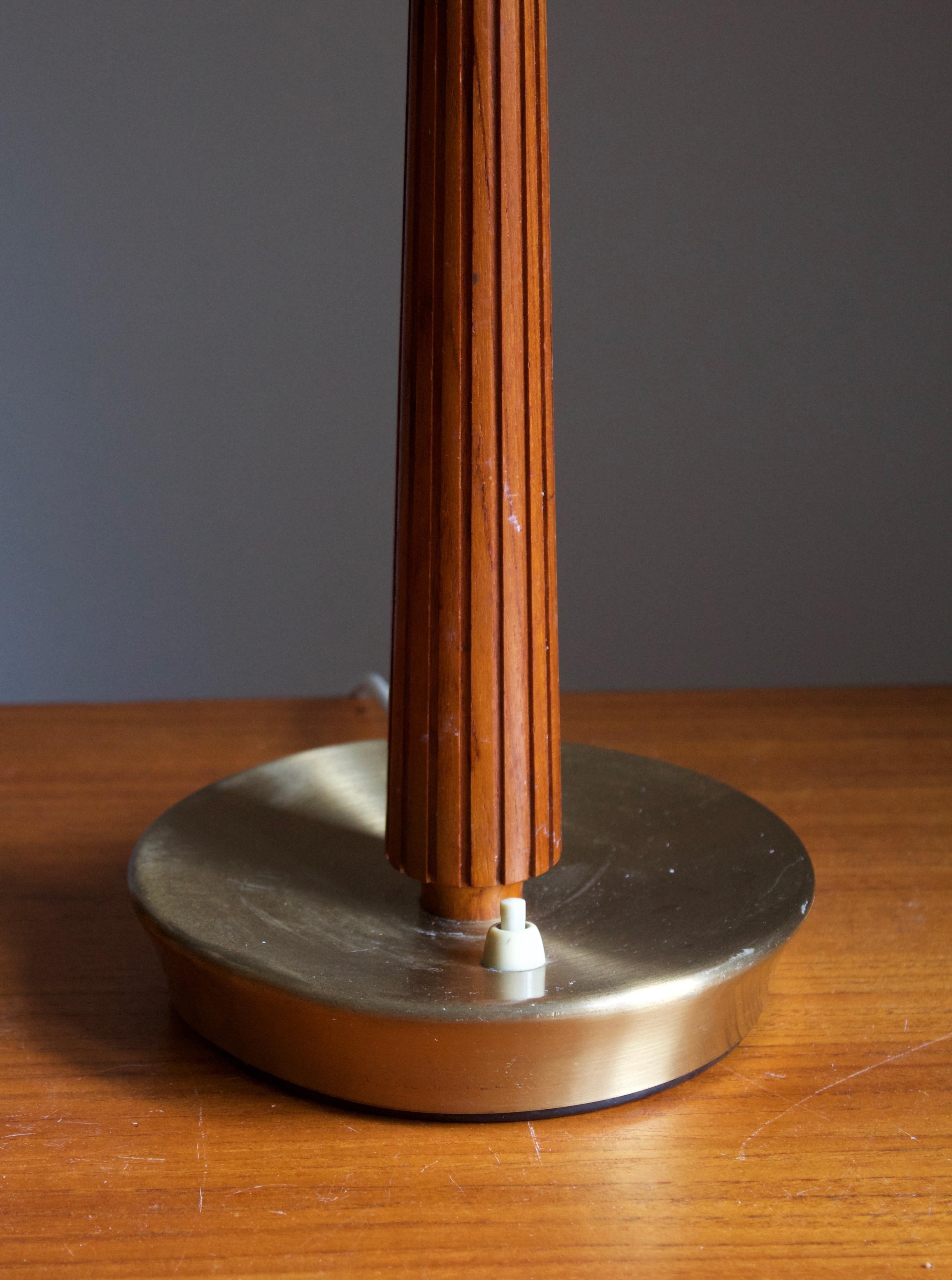 Swedish Hans Bergström, Table Lamp, Brass, Wood, for ASEA, Sweden, 1950s