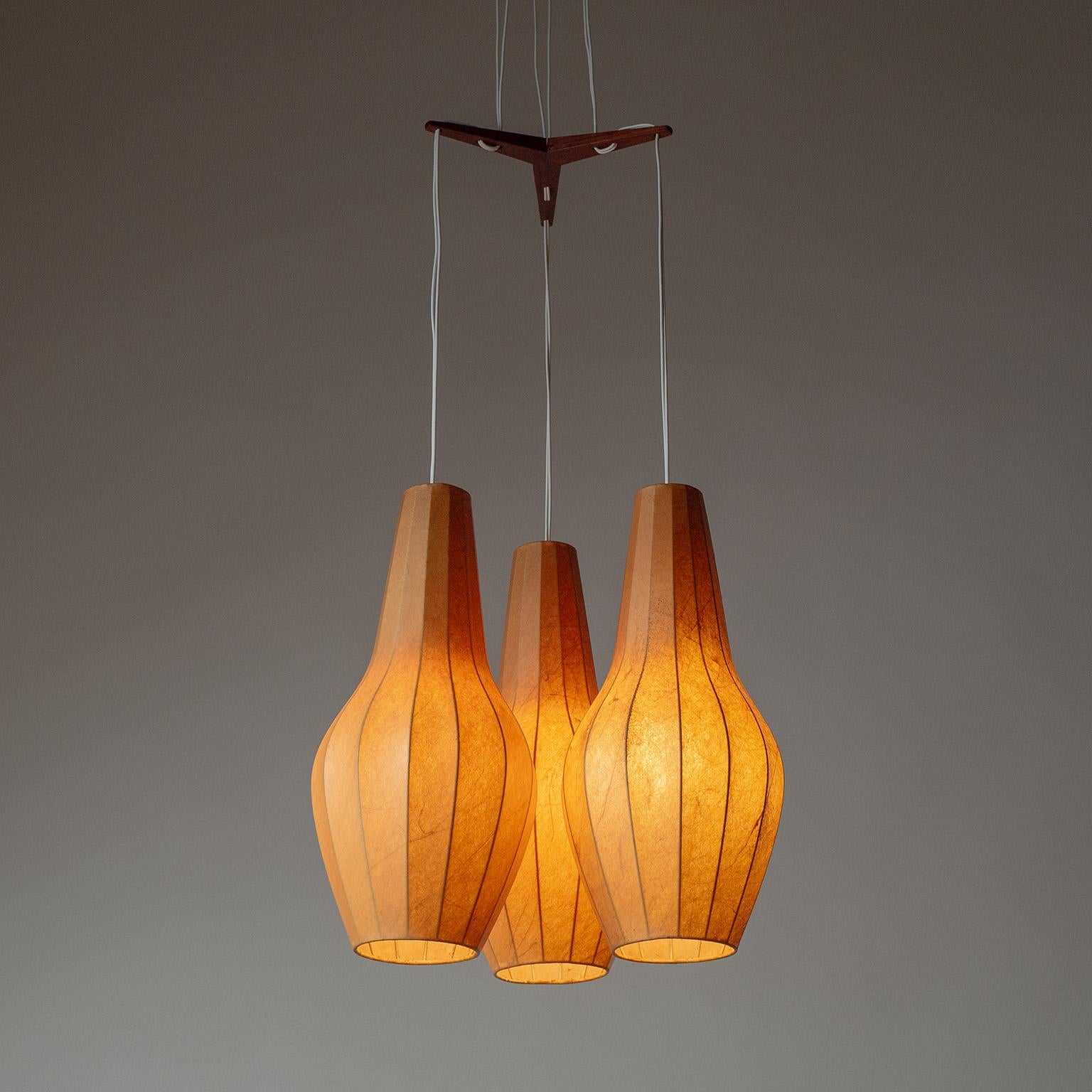 Mid-Century Modern Hans Bergström Triple Cocoon Pendant, 1950s For Sale