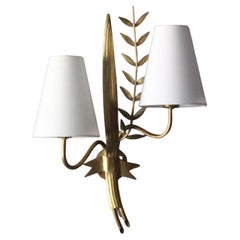 Hans Bergström, Lampada da parete, ottone, tessuto, per Atelje Lyktan, Svezia, anni '40