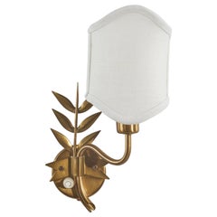 Hans Bergström, Wall Light, Brass, Fabric, Sweden, 1940s