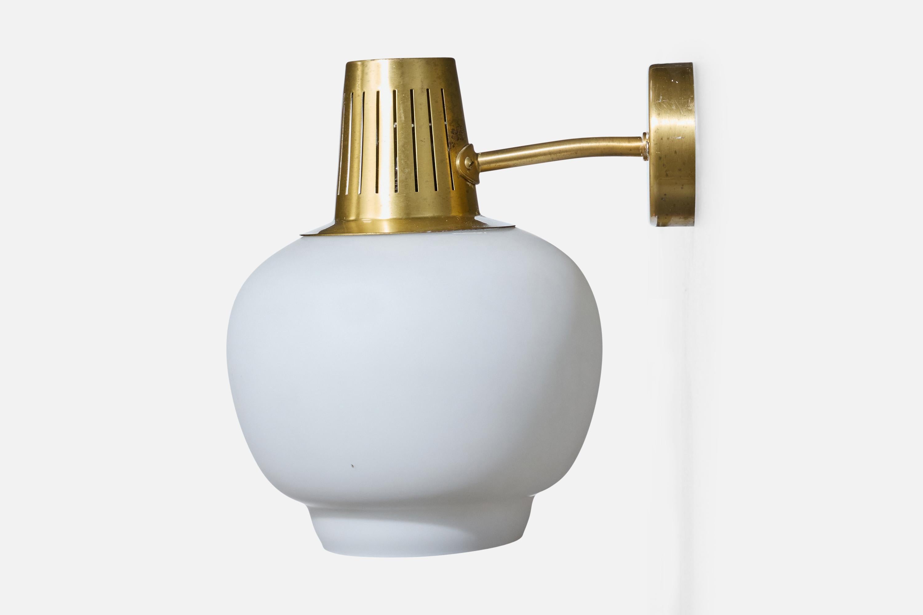 Hans Bergström, Aplique, Latón, Cristal, Suecia, Años 50 Sueco en venta