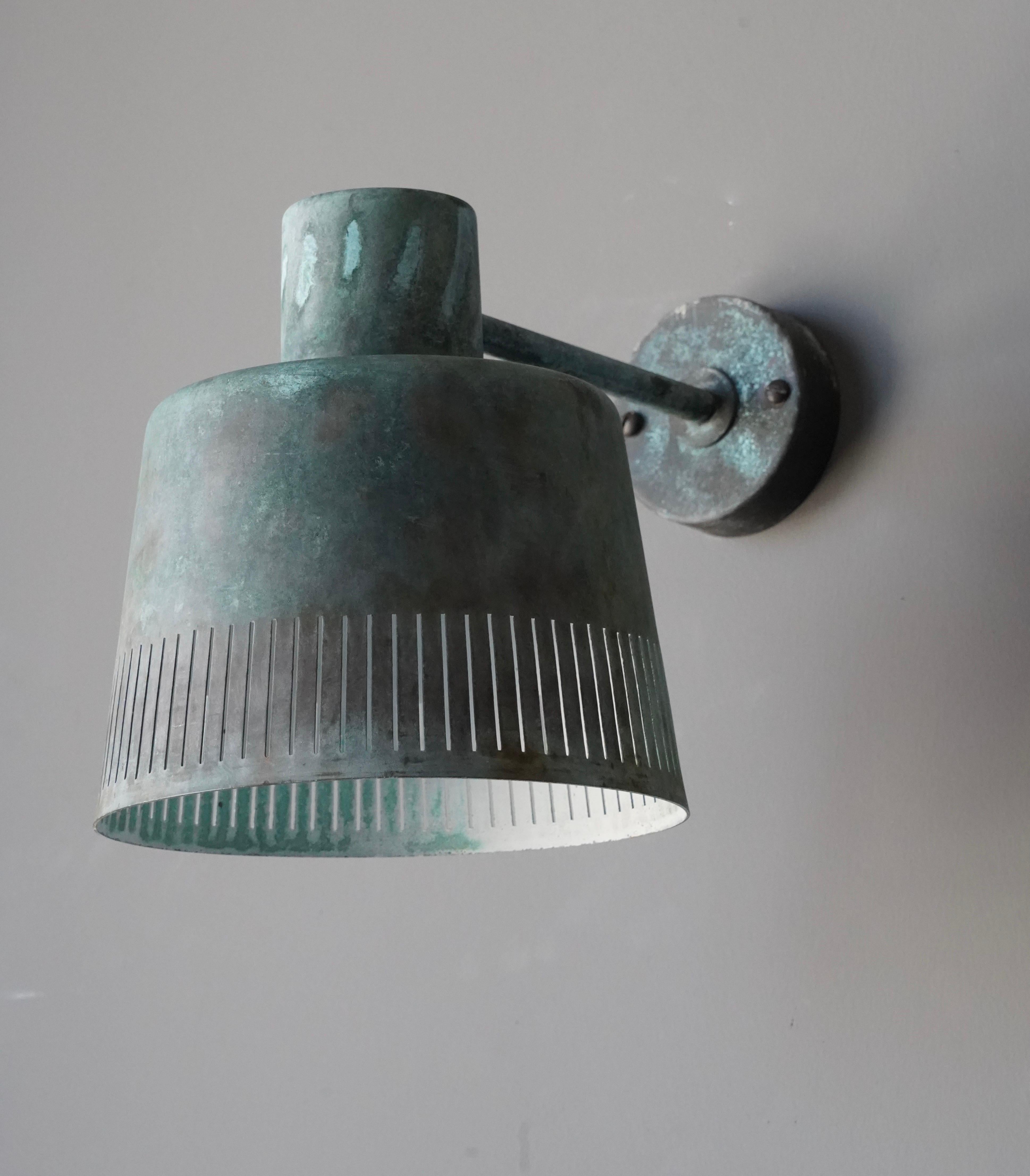 Swedish Hans Bergström, Wall Light / Sconce, Patinated Copper Atelje Lyktan Sweden 1940s