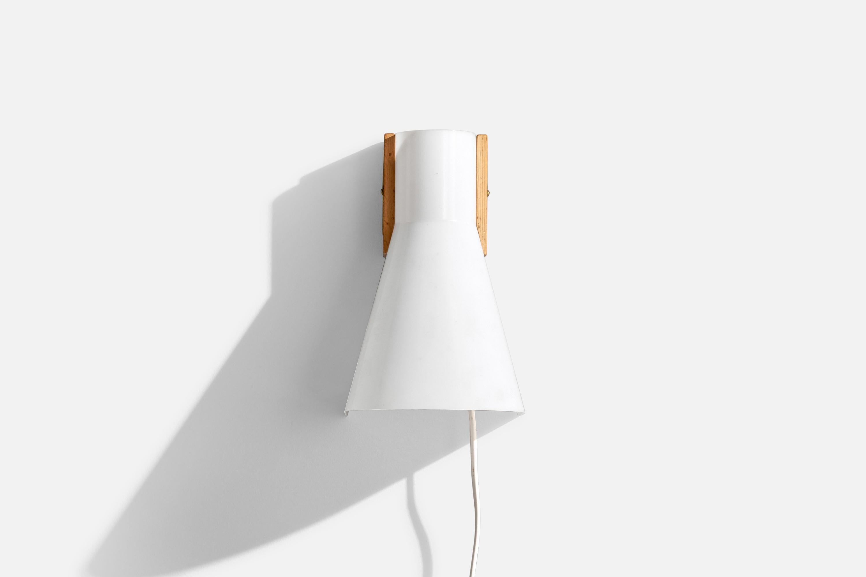 Mid-Century Modern Hans Bergström, Wall Light, Wood, Brass, Acrylic, Sweden, 1950s For Sale