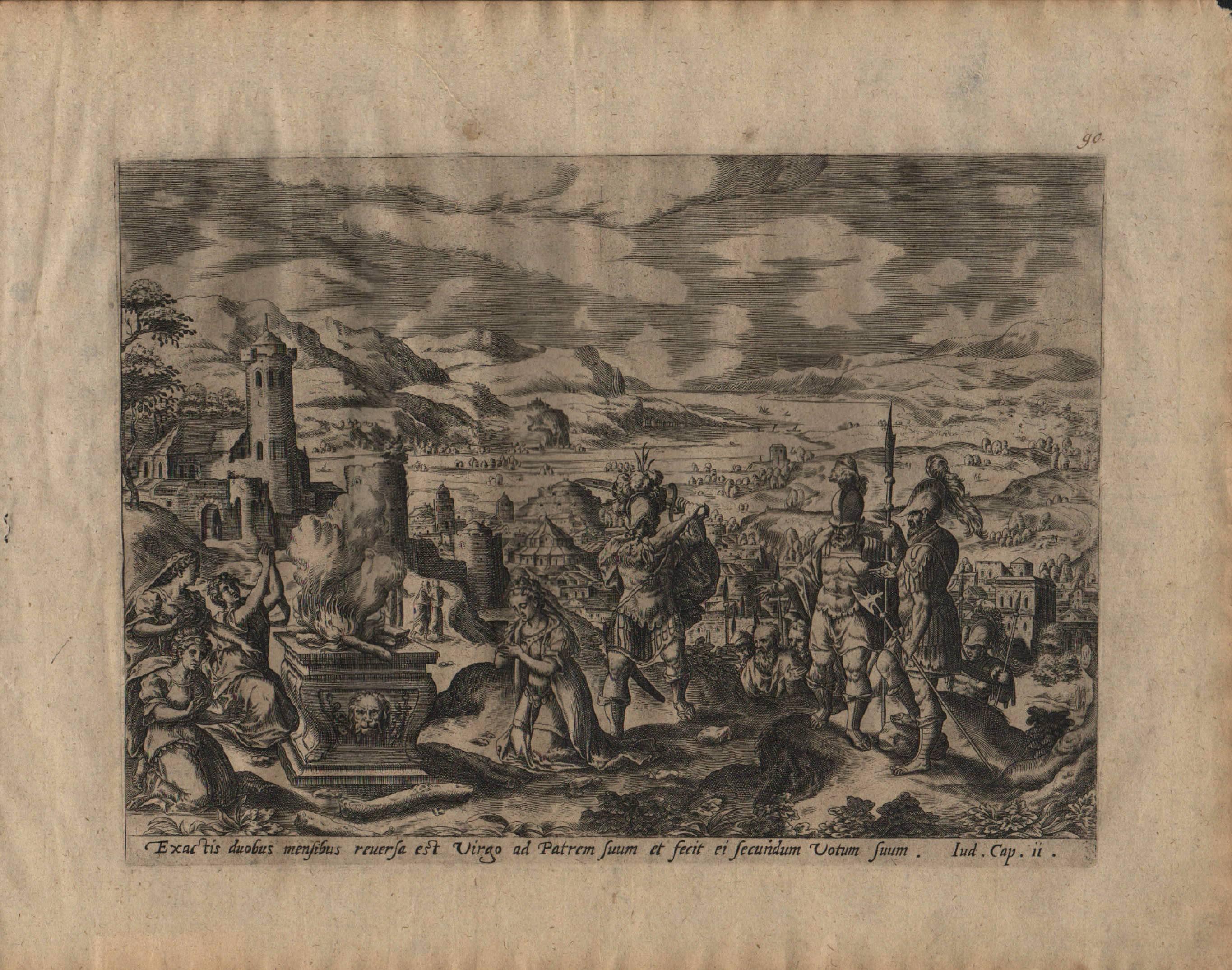 The Story of Jephthah - 1585 Set of 4 Plates - Old Master Engraving Landscape For Sale 5