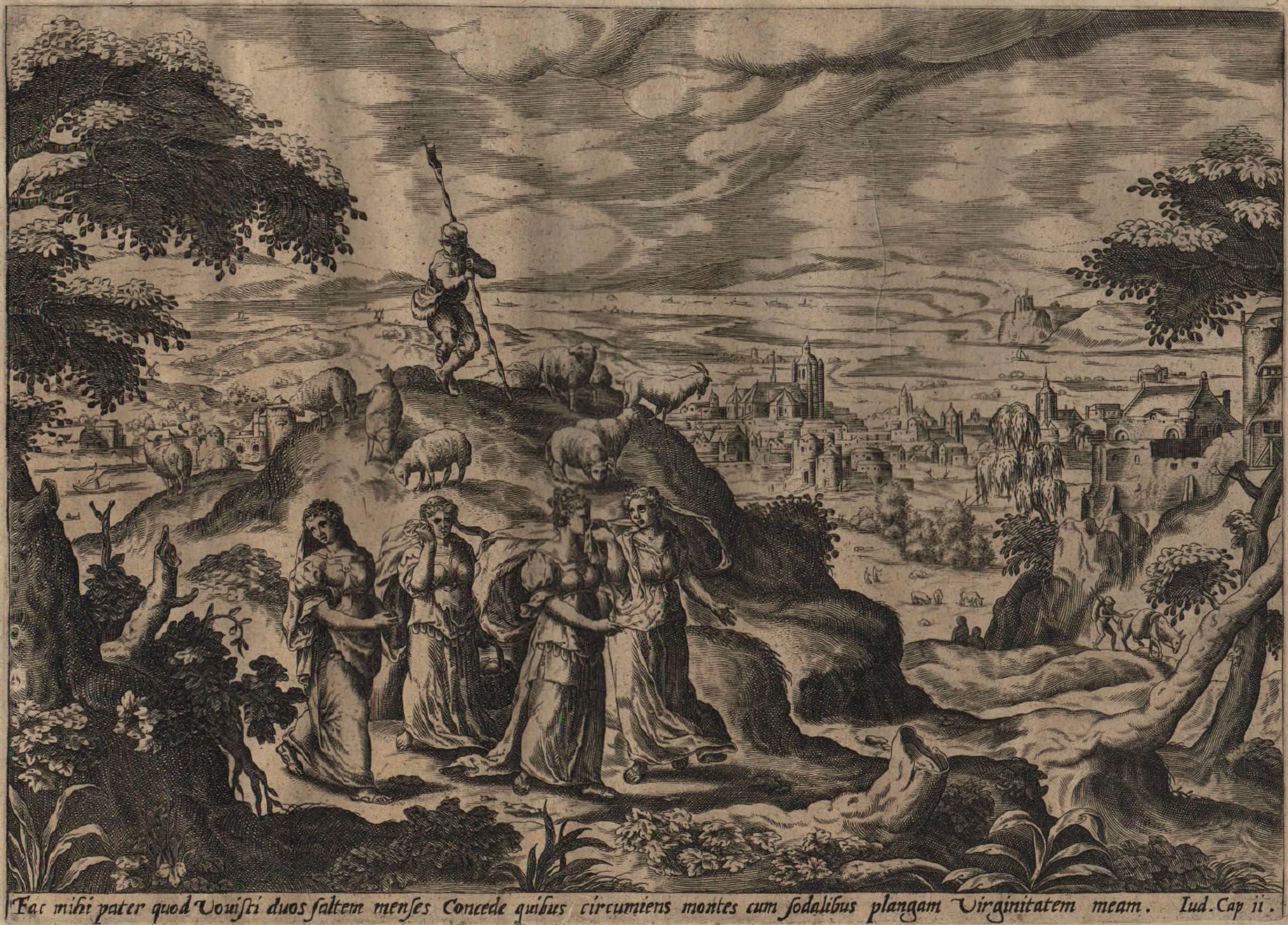 The Story of Jephthah - 1585 Set of 4 Plates - Old Master Engraving Landscape For Sale 2