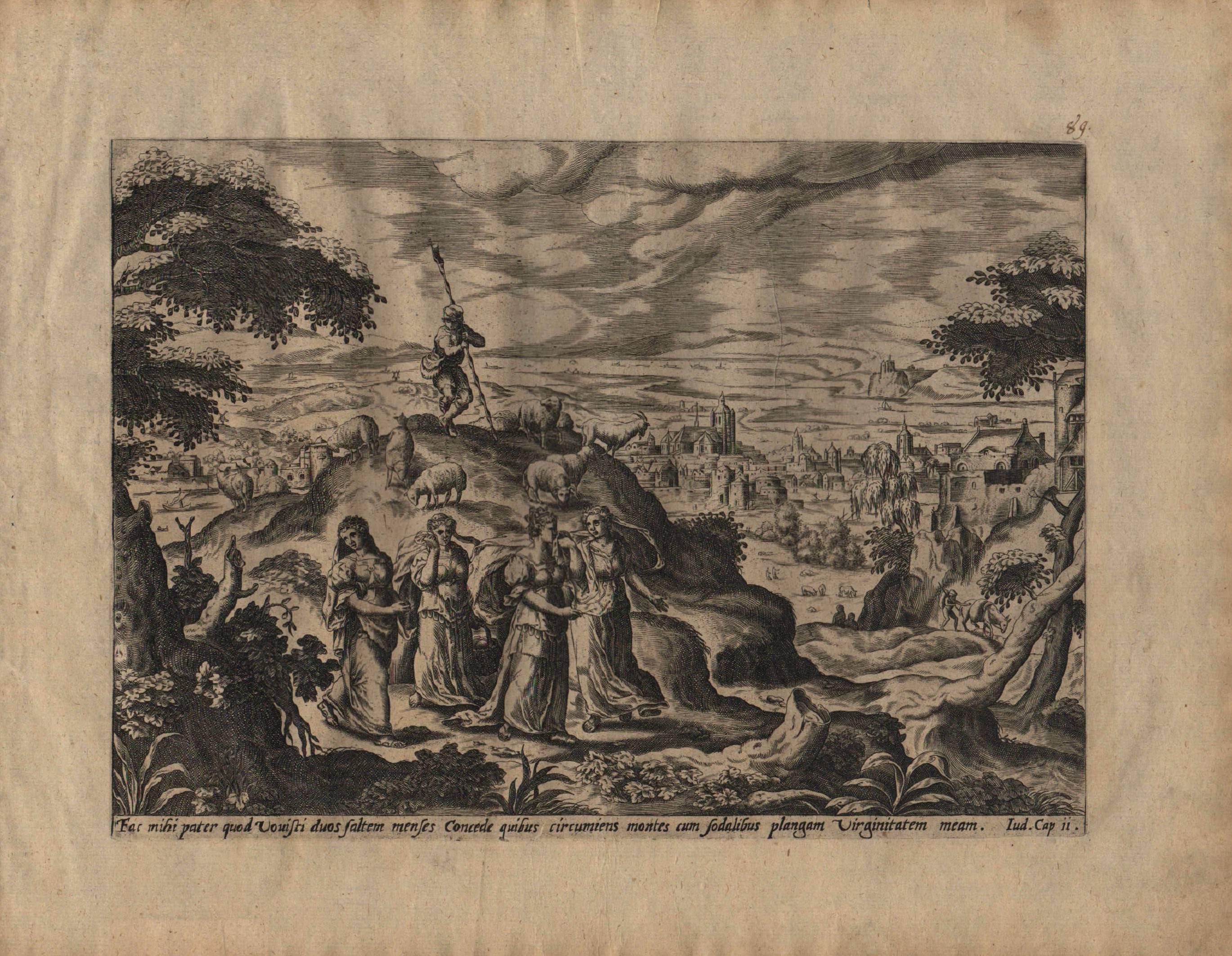 The Story of Jephthah - 1585 Set of 4 Plates - Old Master Engraving Landscape For Sale 3