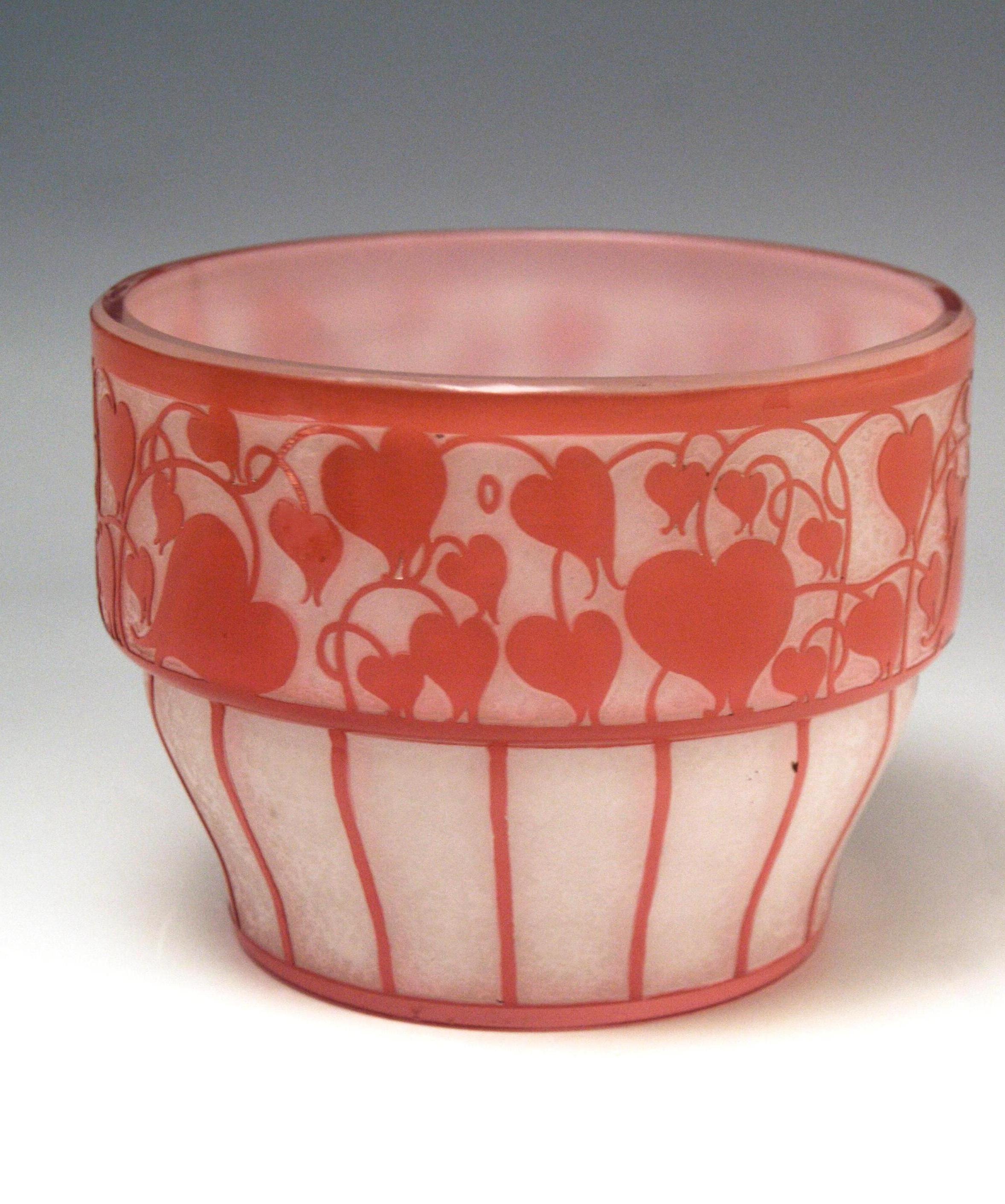 Art Nouveau Hans Bolek Vienna Loetz Bowl Opaline Glass with Salmon Pink, circa 1915