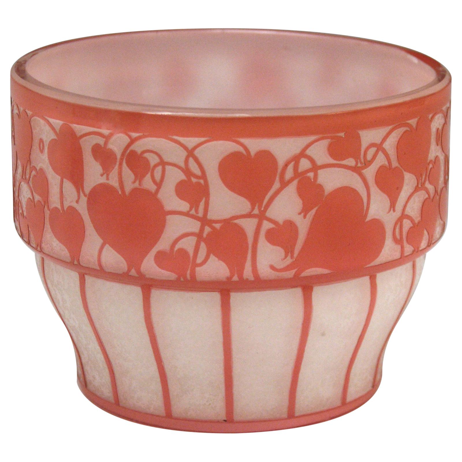 Hans Bolek Vienna Loetz Bowl Opaline Glass with Salmon Pink, circa 1915