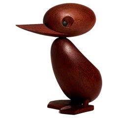 Hans Bolling 1950s Teak Duck Sculpture by Torben Orskov