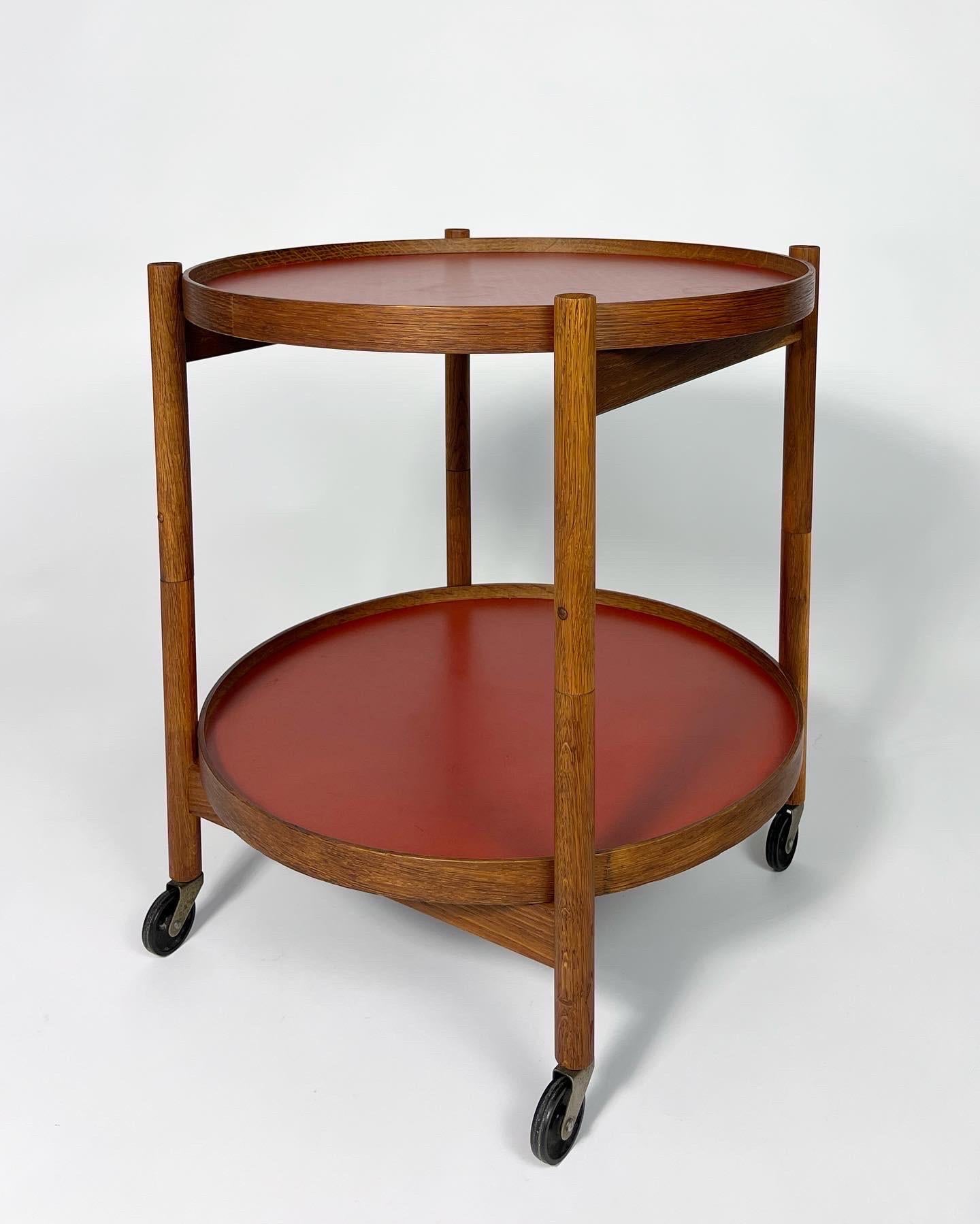 Mid-Century Modern Hans Bolling Bar Cart Torben Orskov Denmark Oak Tray Table 1960s
