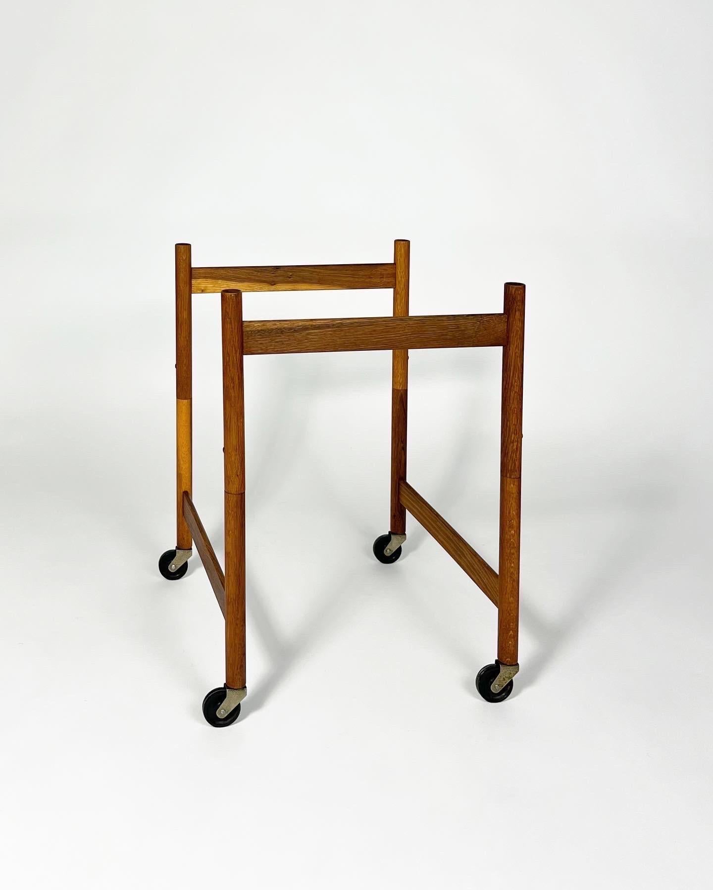 Danish Hans Bolling Bar Cart Torben Orskov Denmark Oak Tray Table 1960s