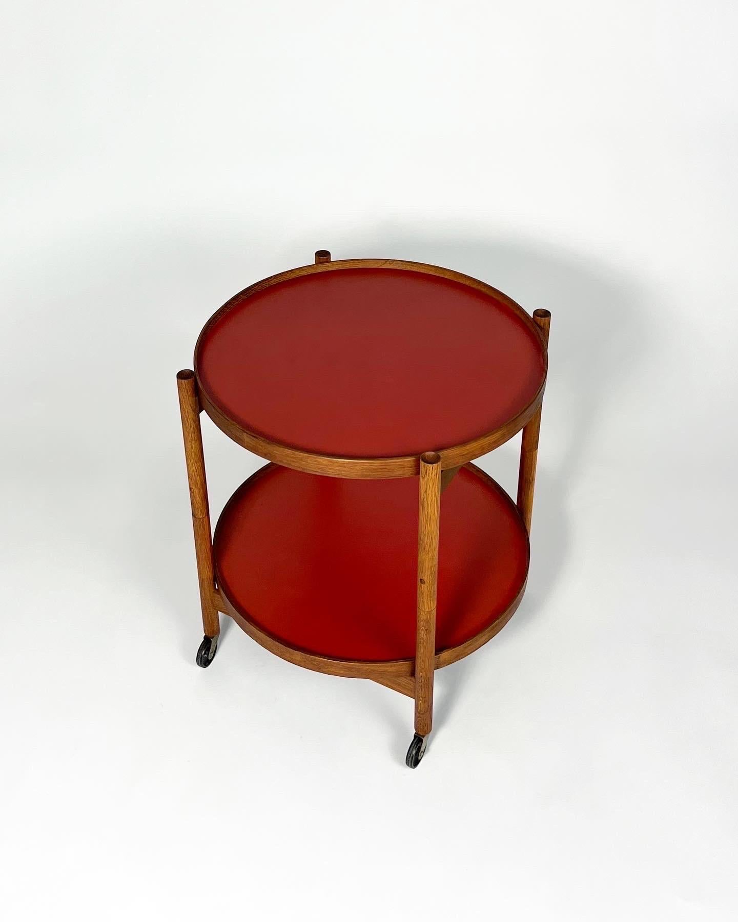 Hand-Crafted Hans Bolling Bar Cart Torben Orskov Denmark Oak Tray Table 1960s