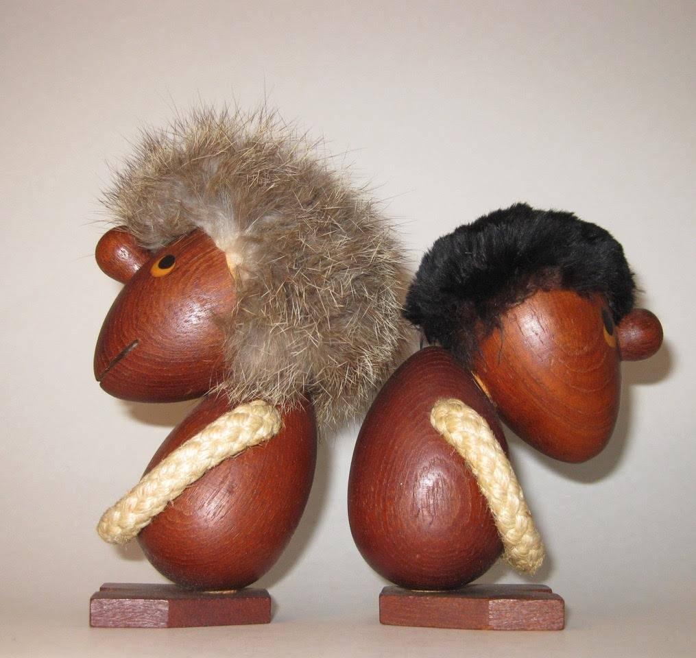 Scandinavian Modern Hans Bolling Danish Modern Teak Optimist and Pessimist Figures