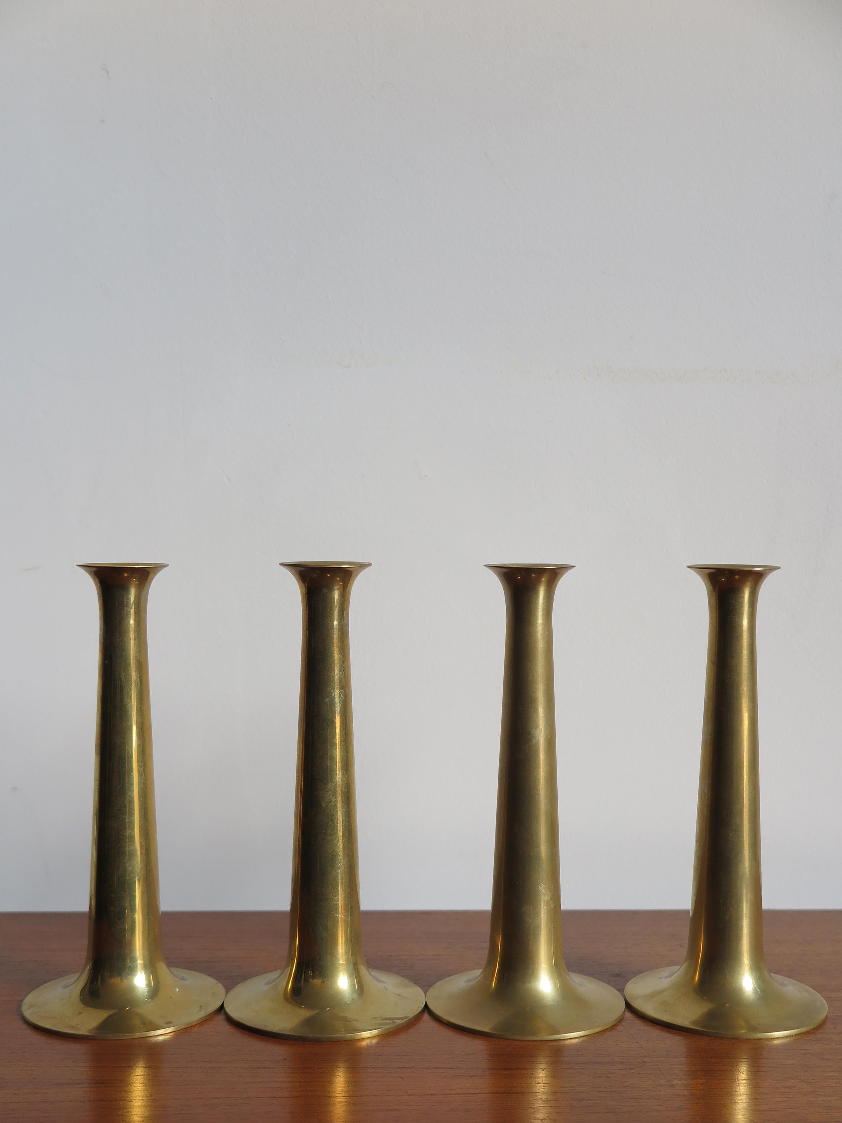 Scandinavian Modern Hans Bolling Scandinavian Brass Candlesticks for Torben Ørskov, 1950s
