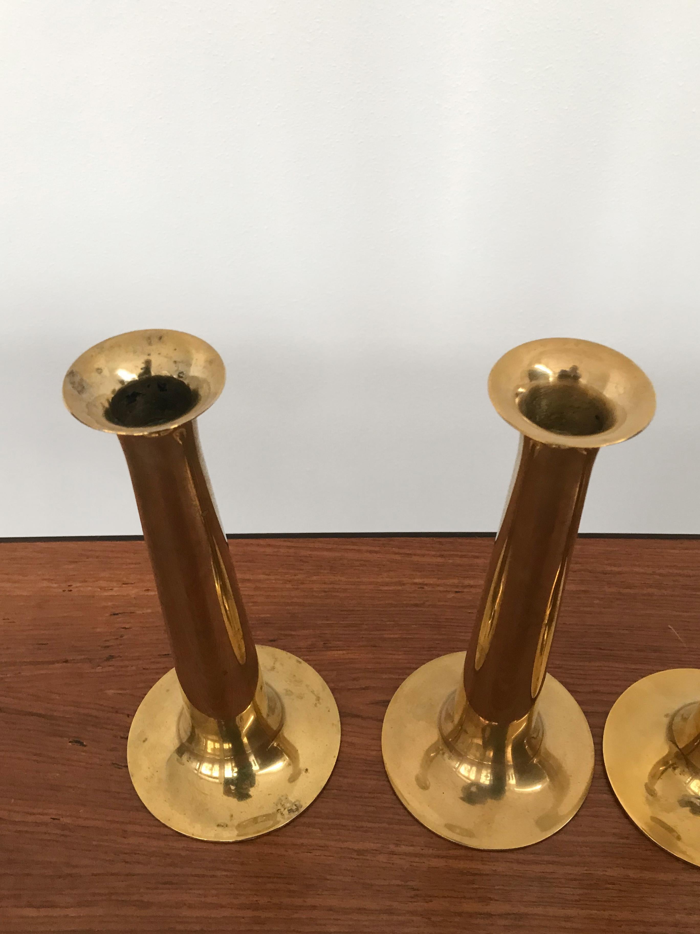 Scandinavian Modern Hans Bolling Scandinavian Midcentury Brass Candlesticks for Torben Ørskov, 1950s For Sale