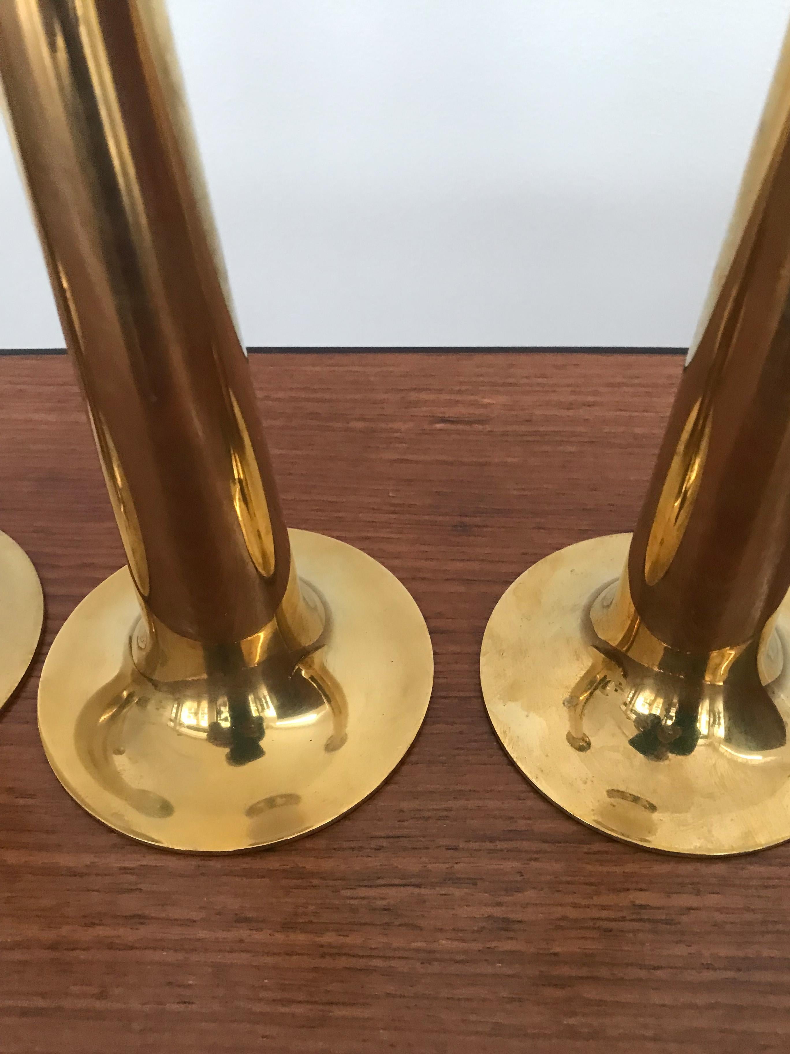 Mid-20th Century Hans Bolling Scandinavian Midcentury Brass Candlesticks for Torben Ørskov, 1950s For Sale