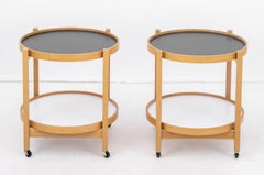 Hans Bolling Style 2-Tier Rolling Side Tables, Pr.