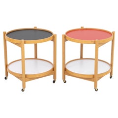 Hans Bolling Style 2-Tier Rolling Side Tables, Pr.