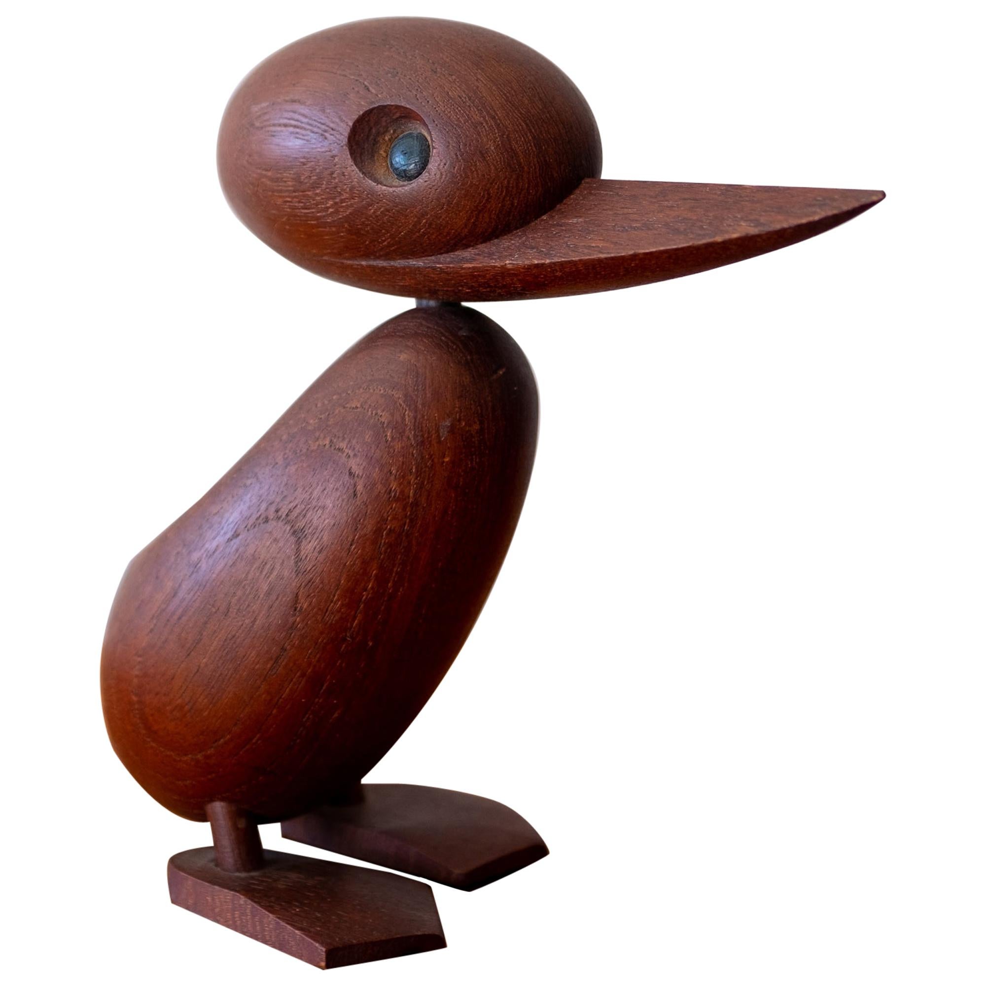 Hans Bolling Teak Duck Sculpture by Torben Orskov For Sale