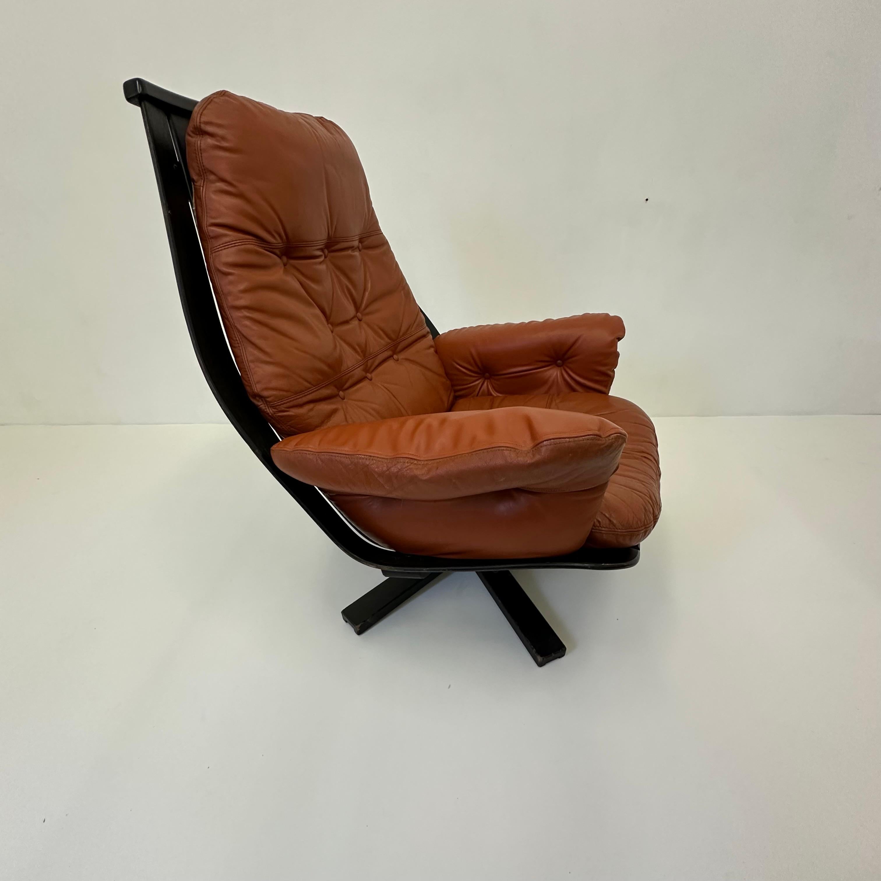 Hans Brattrud for Hove Möbler swivel chair , 1970’s For Sale 8