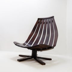 Hans Brattrud for Hove Möbler Vintage 1970 Swivel Lounge Chair