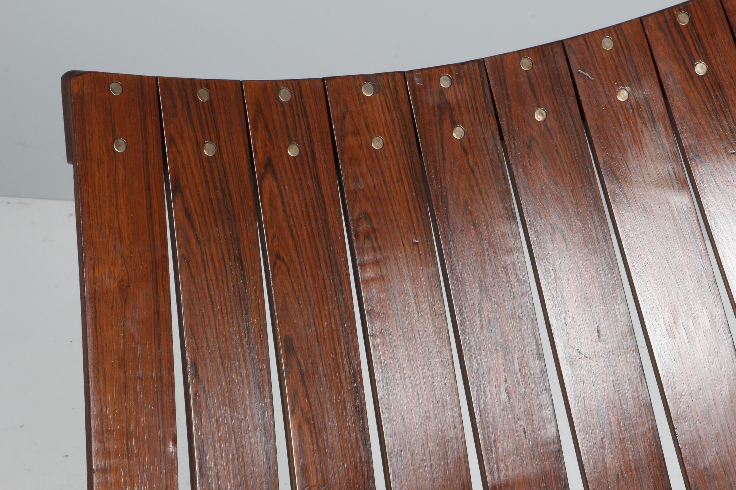 Scandinavian Modern Hans Brattrud rare lounge chair of steel and Rosewood, Norway 1960s
