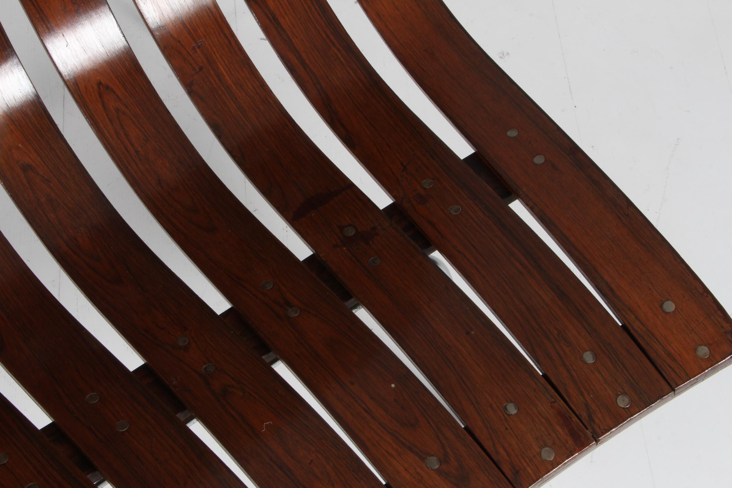 Steel Hans Brattrud rare lounge chair of steel and Rosewood, Norway 1960s