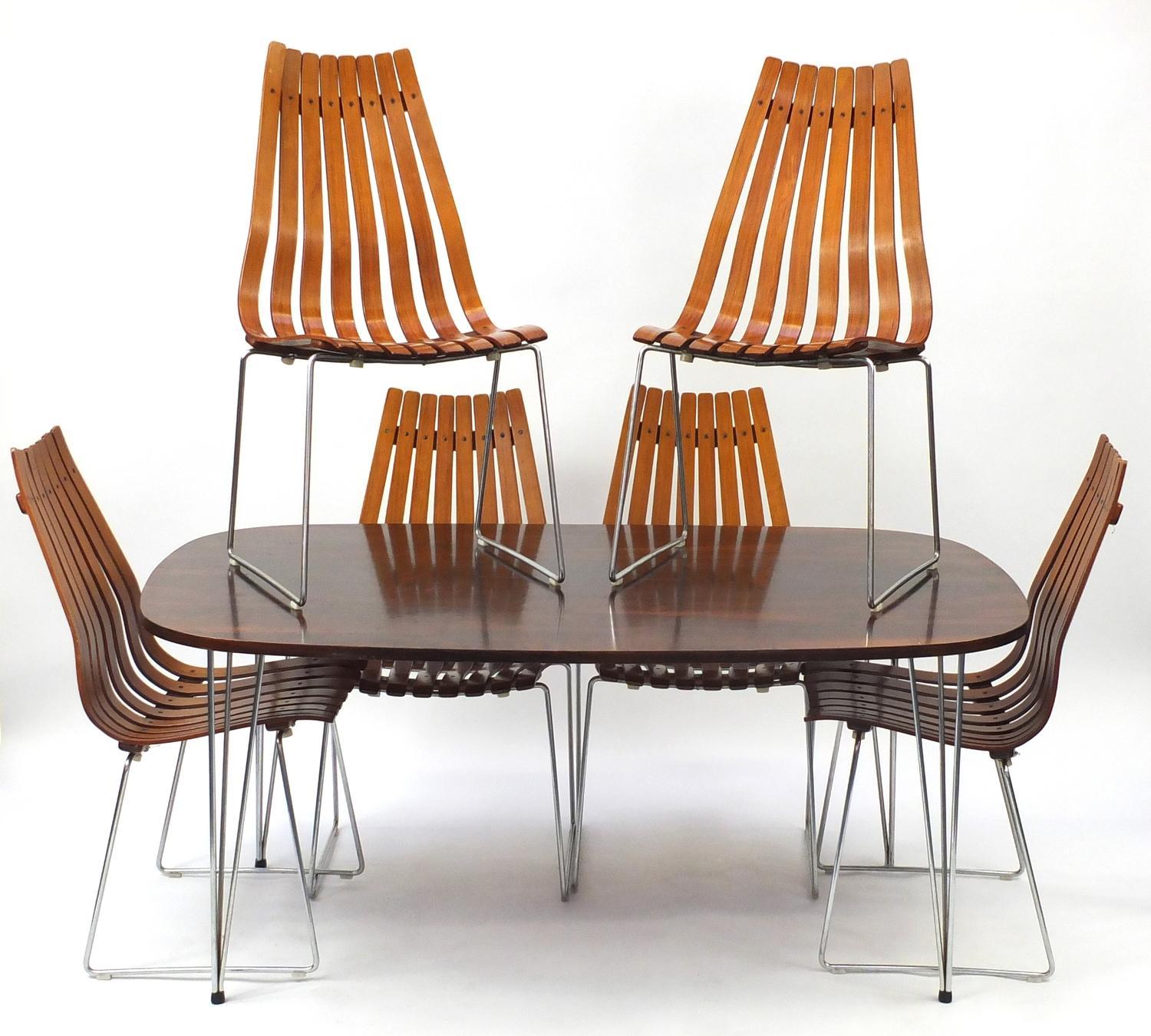 Norwegian Hans Brattrud Rosewood Dining Table & Six Scandia Chairs, Hove Mobler circa 1965