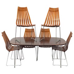 Hans Brattrud Rosewood Dining Table & Six Scandia Chairs, Hove Mobler circa 1965