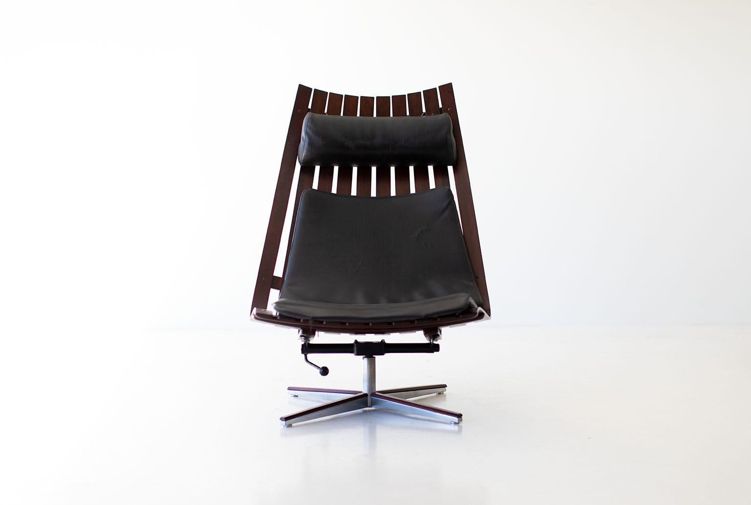 Cuir Hans Brattrud fauteuil de salon en bois de rose pour Hove Mobler en vente