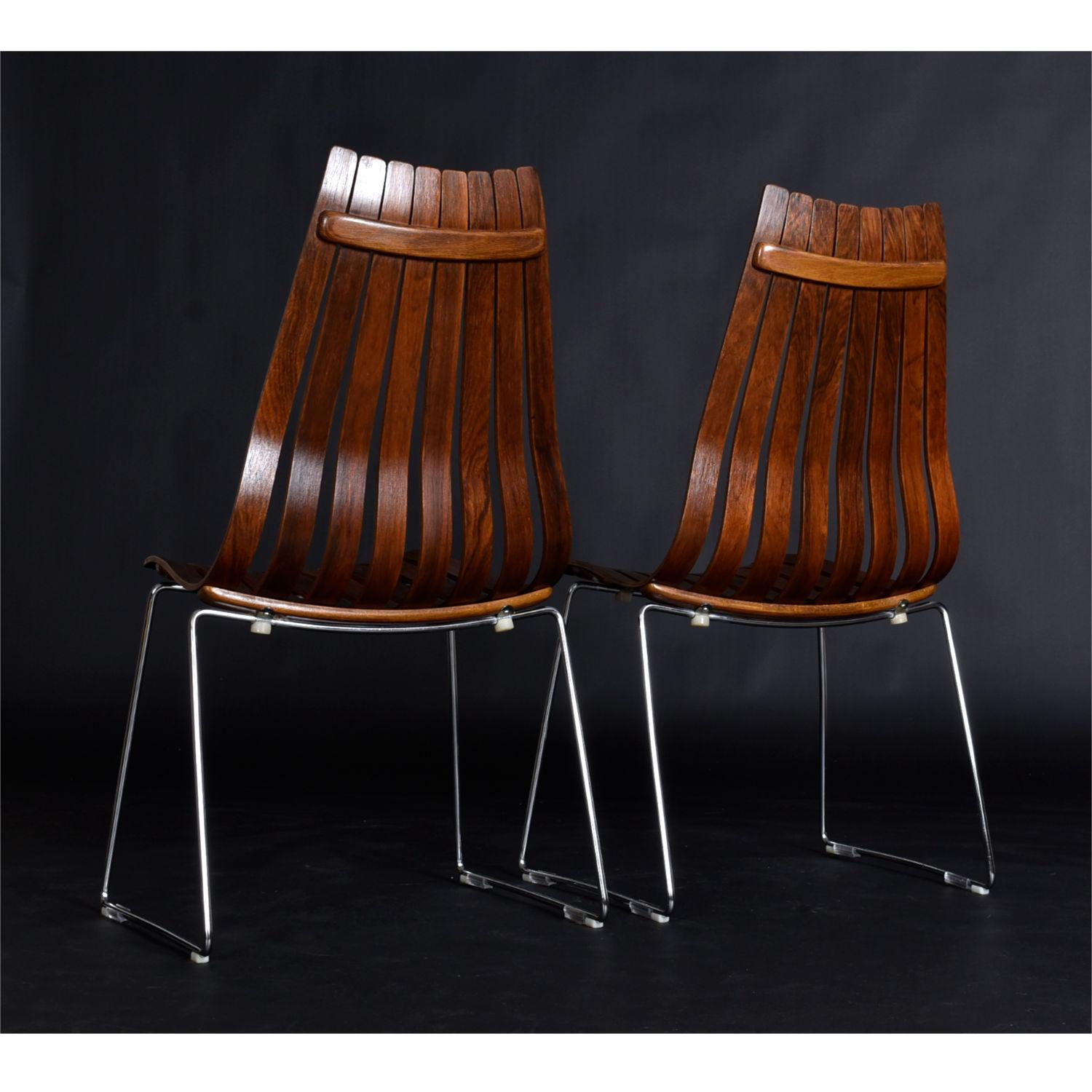 Scandinavian Modern Hans Brattrud Rosewood Scandia Dining Chairs by Hove Mobler of Norway