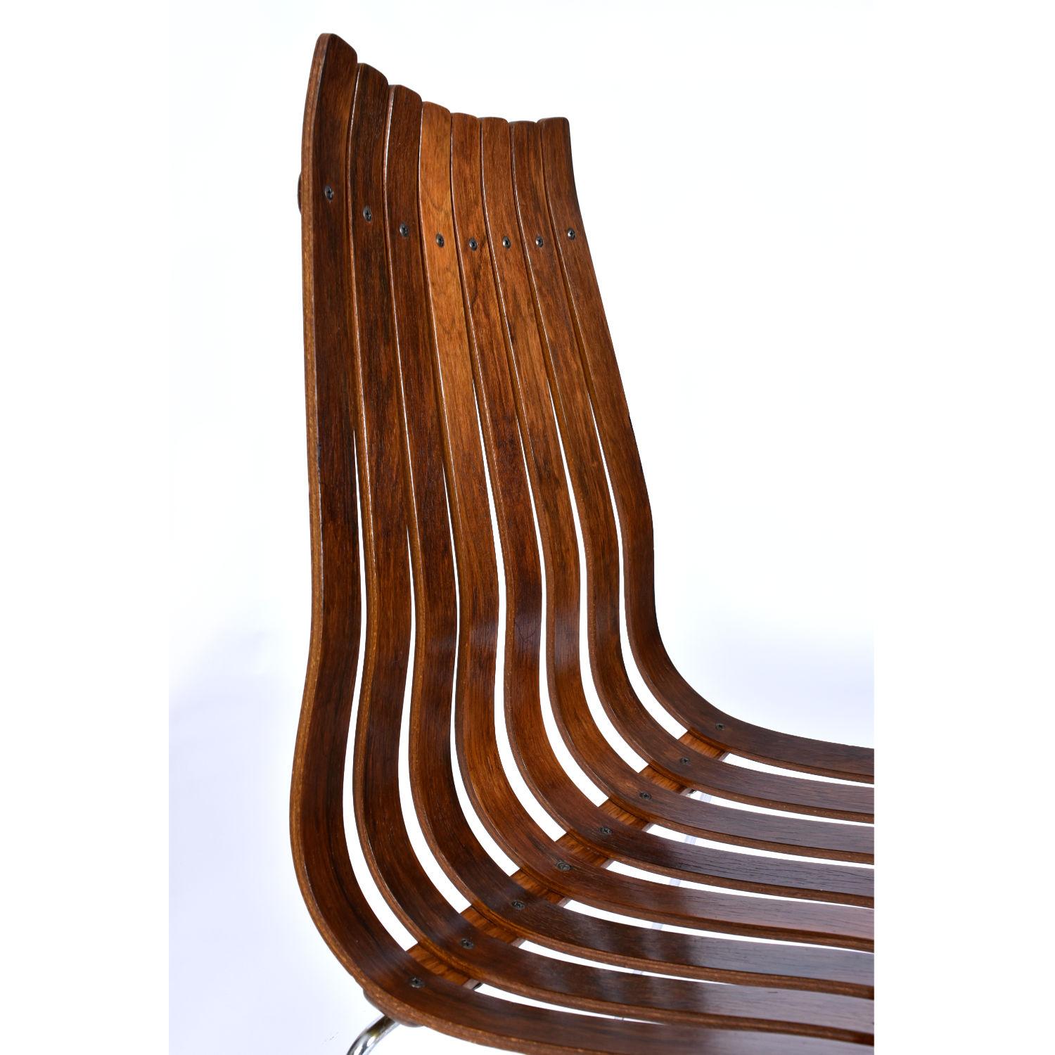 Metal Hans Brattrud Rosewood Scandia Dining Chairs by Hove Mobler of Norway
