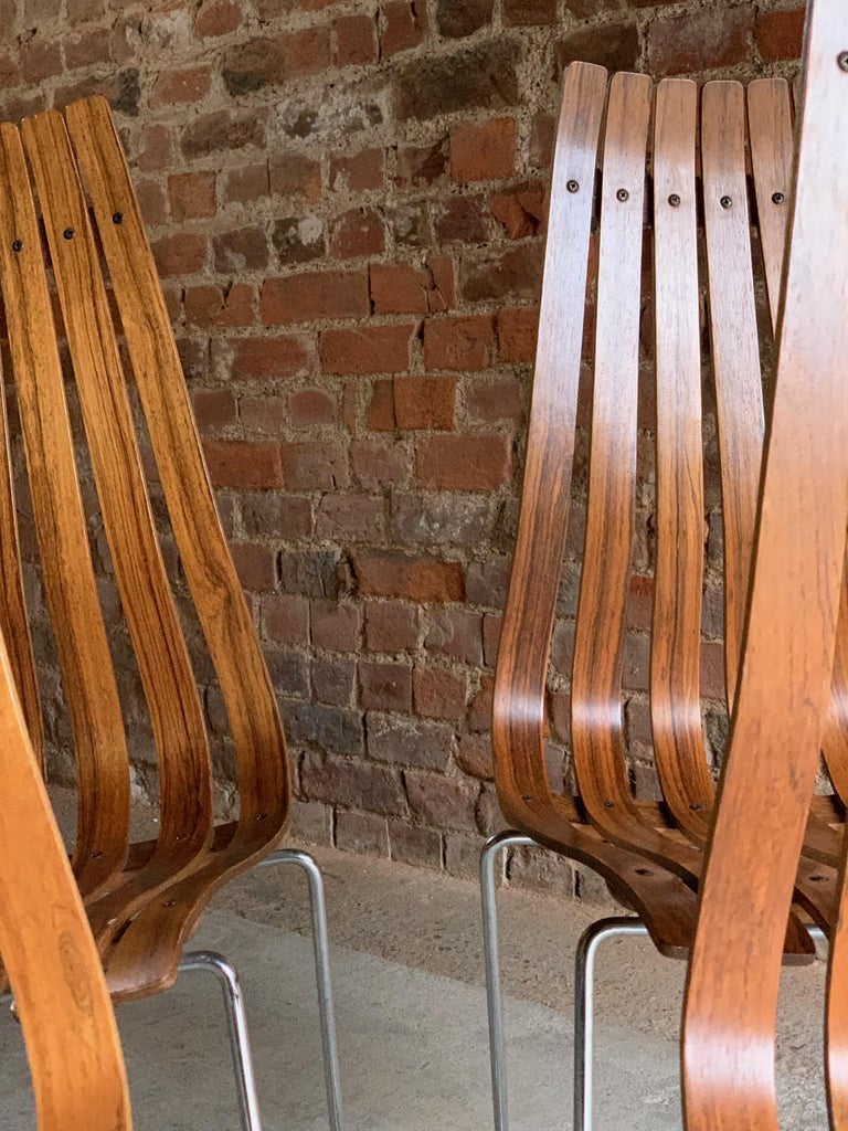 Hans Brattrud Rosewood Scandia Dining Chairs by Hove Mobler, Set of Four In Good Condition For Sale In Longdon, Tewkesbury