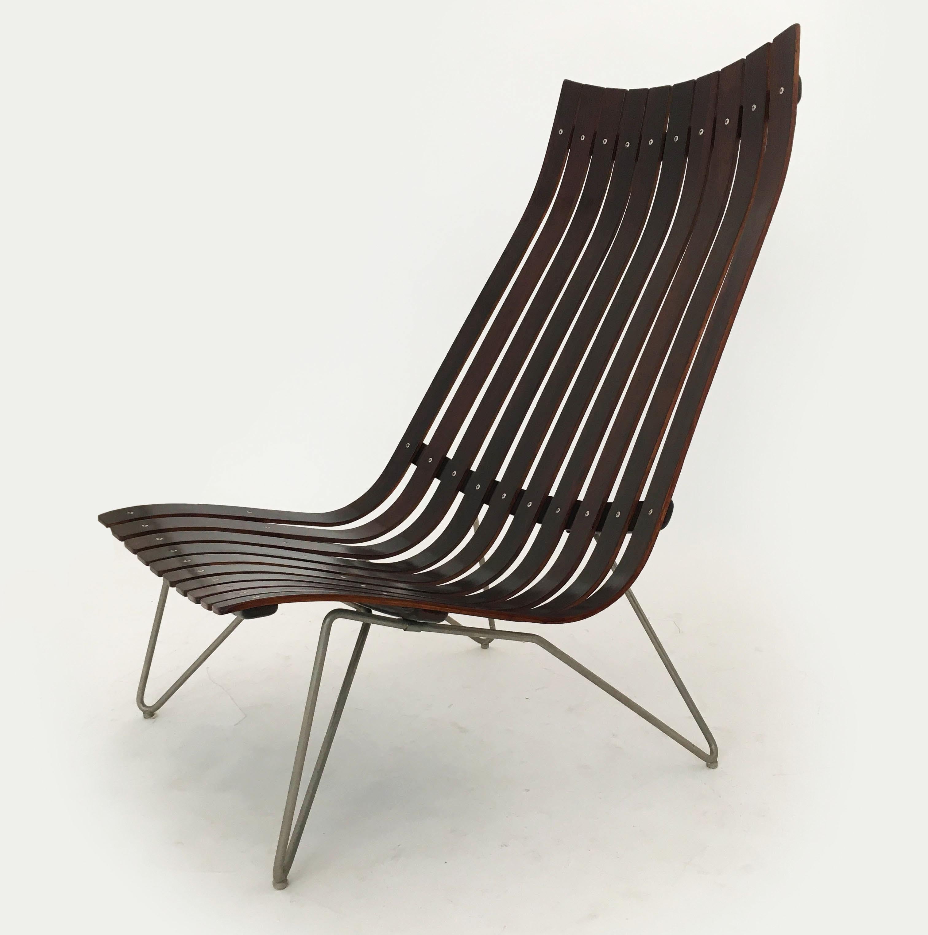 Hans Brattrud elegant and modern lounge chair model 'Scandia' by Hove Mobler, Norway 1950s. A unique and timeless seating option.