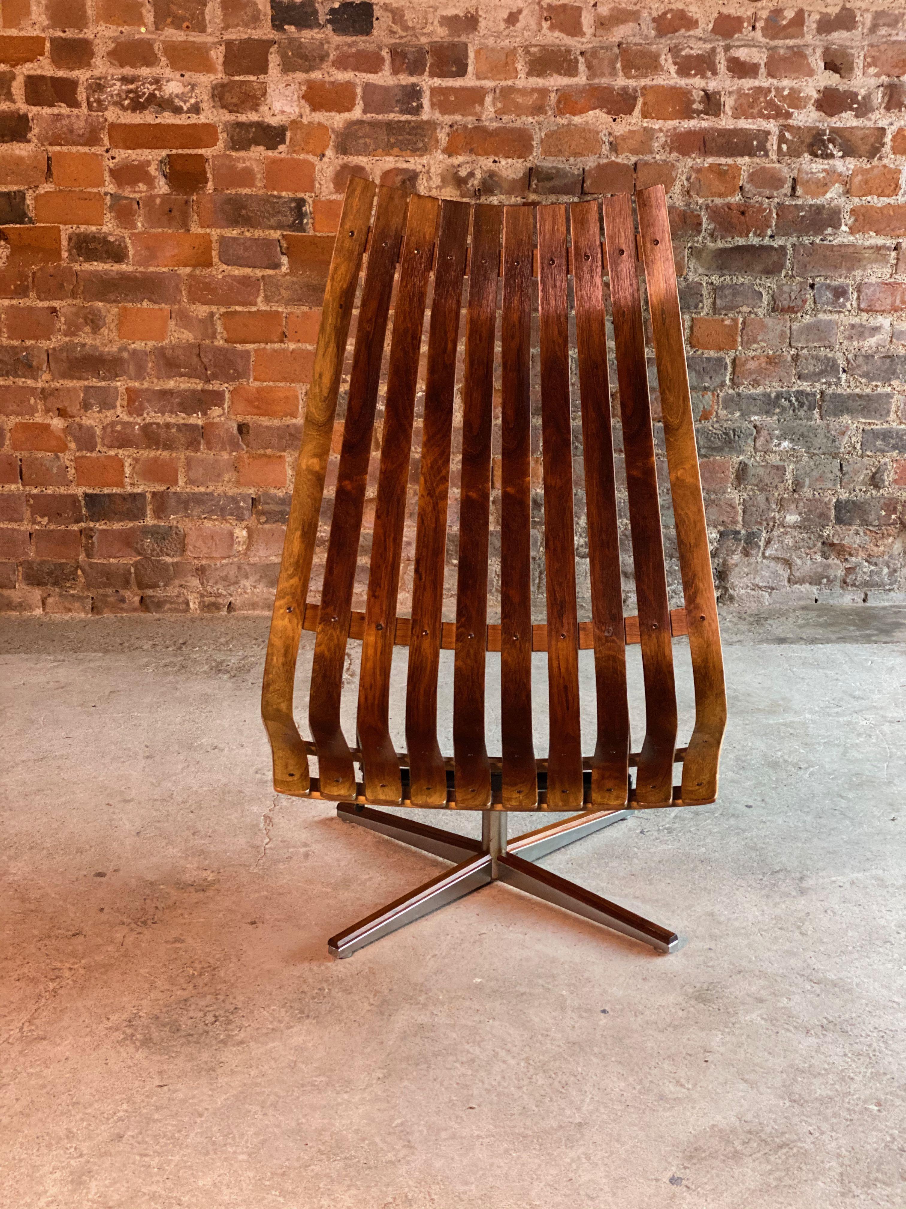 Hans Brattrud Scandia Rosewood Lounge Chair by Georg Eknes, Norway, circa 1970 In Good Condition In Longdon, Tewkesbury
