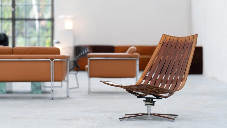 Mid-20th Century Hans Brattrud, Scandia Swivel Lounge Chair, 1957 for Hove Møbler, Norway For Sale