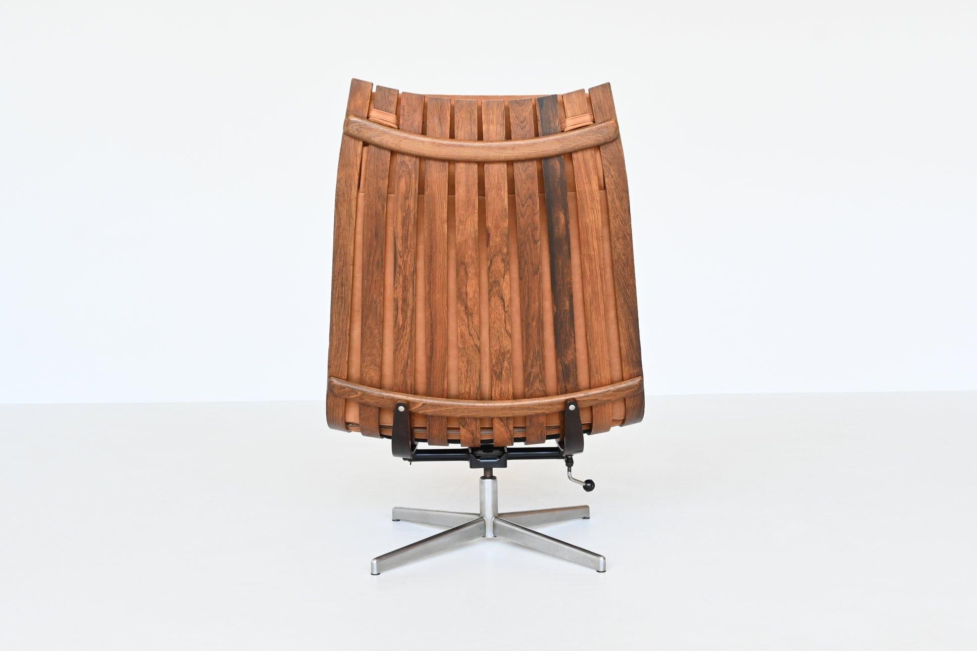 Norwegian Hans Brattrud Scandia Swivel Lounge Chair Hove Mobler Norway 1957