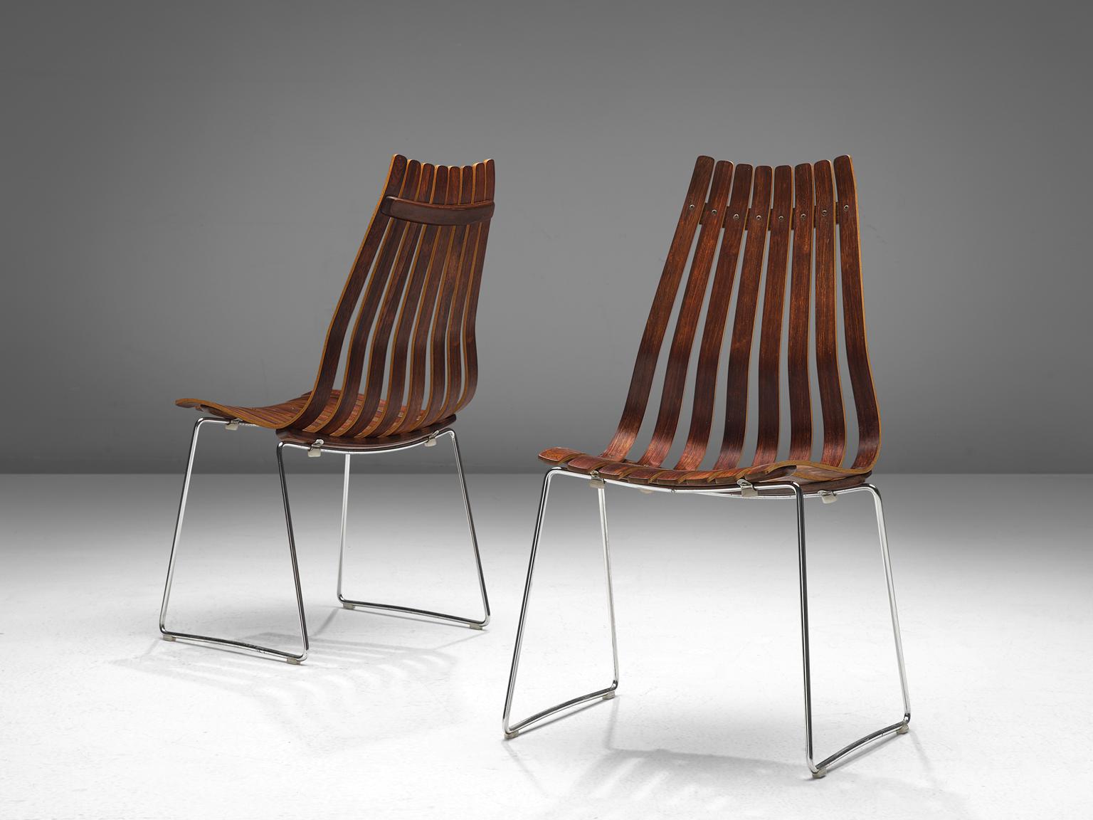 Hans Brattrud Set of 'Scandia' Dining Chairs in Rosewood In Good Condition In Waalwijk, NL