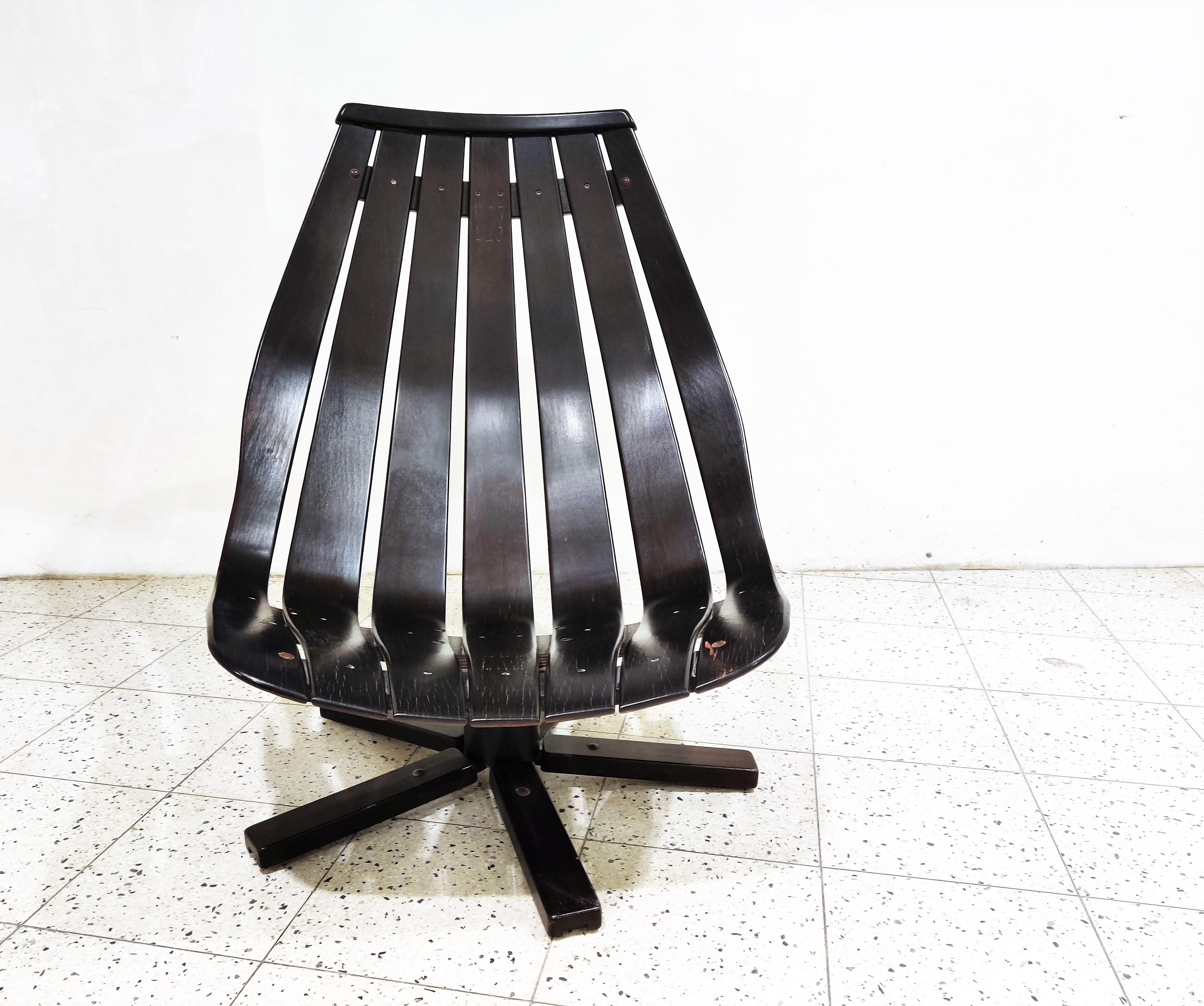 Scandinavian Modern Swivel chair attributed to Hans Brattrud, 1960s