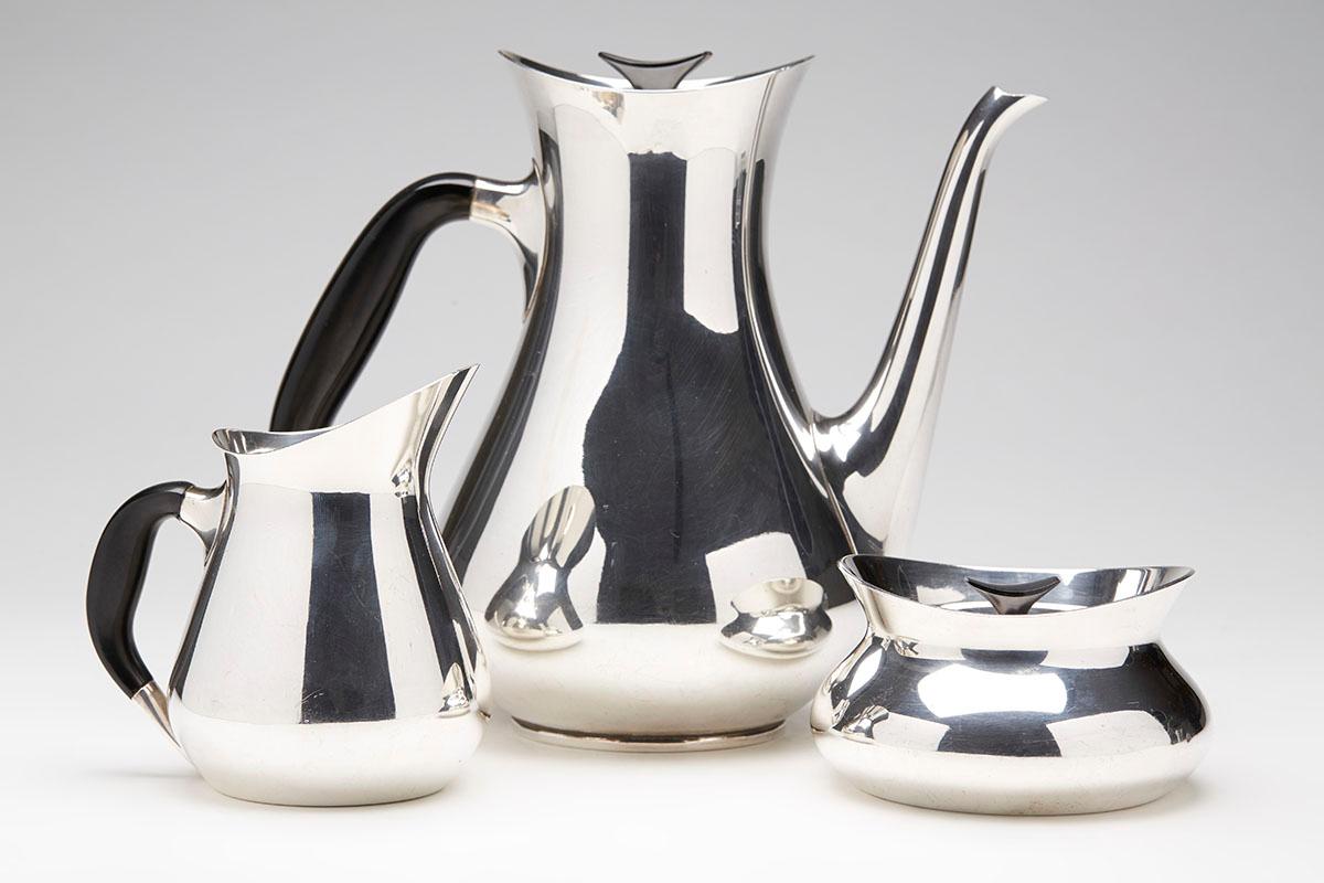 Hans Bunde Carl M. Cohr Set da caffè danese di metà secolo placcato in argento in vendita 1