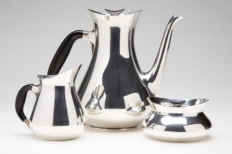 Hans Bunde Carl M Cohr Danish Mid-Century Silver Plated Coffee Set For Sale 4