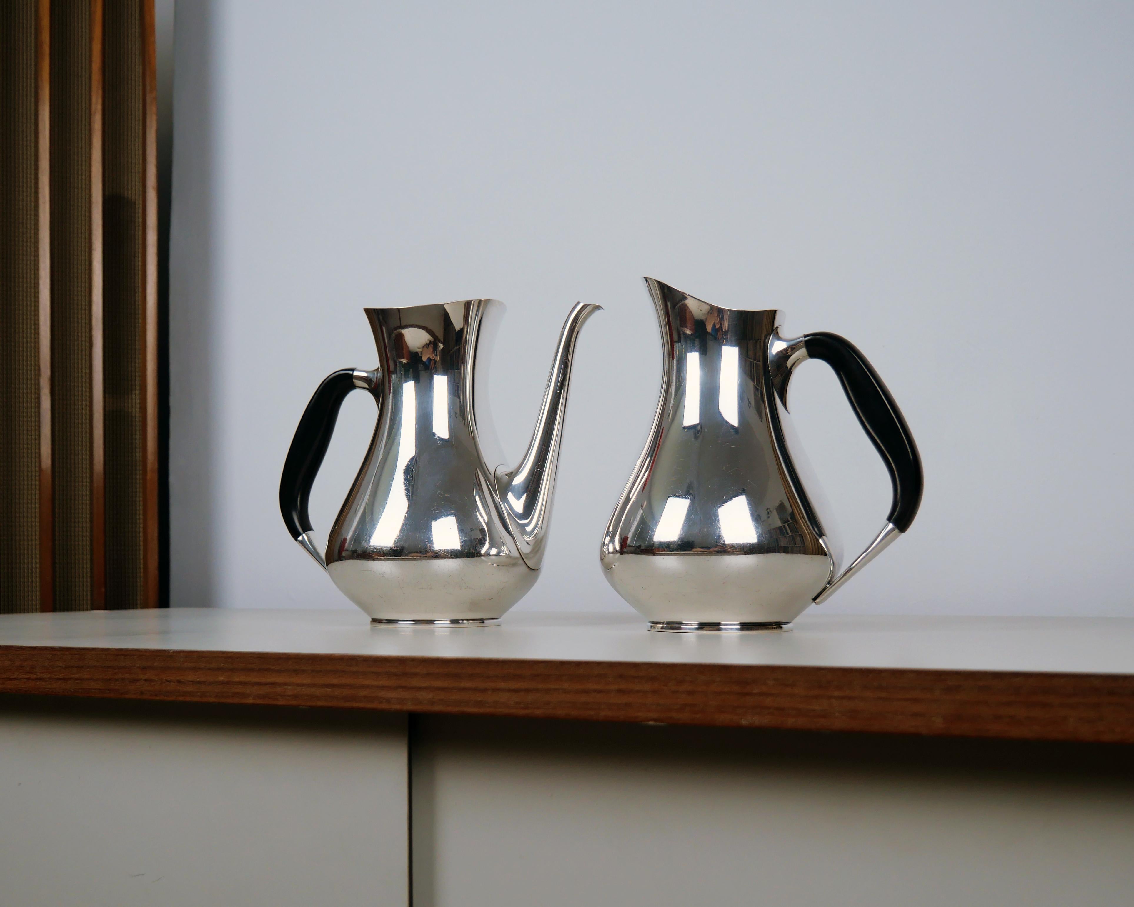 Mid-20th Century Hans Bunde for Cohr, Coffee Pot and Water Jug, Danish Mid-Century Silver Plated
