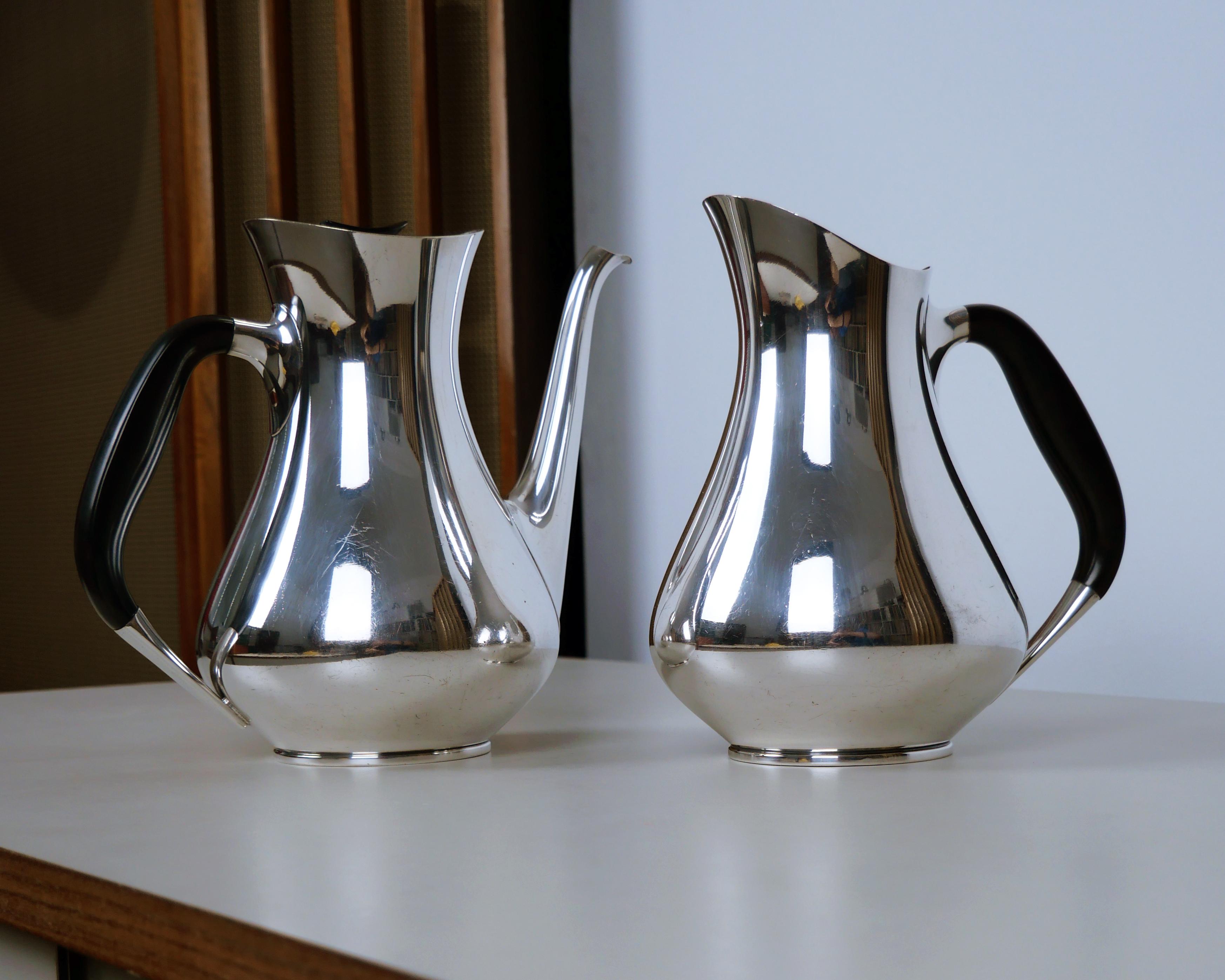 Hans Bunde for Cohr, Coffee Pot and Water Jug, Danish Mid-Century Silver Plated 2