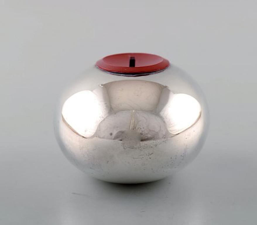 Scandinave moderne Hans Bunde pour Cohr. Boîte à billets en forme d'œuf en acier inoxydable, design danois en vente