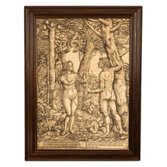 16thCentury German Northern Renaissance Woodcut Print Adam & Eve Baron Von Lanna
