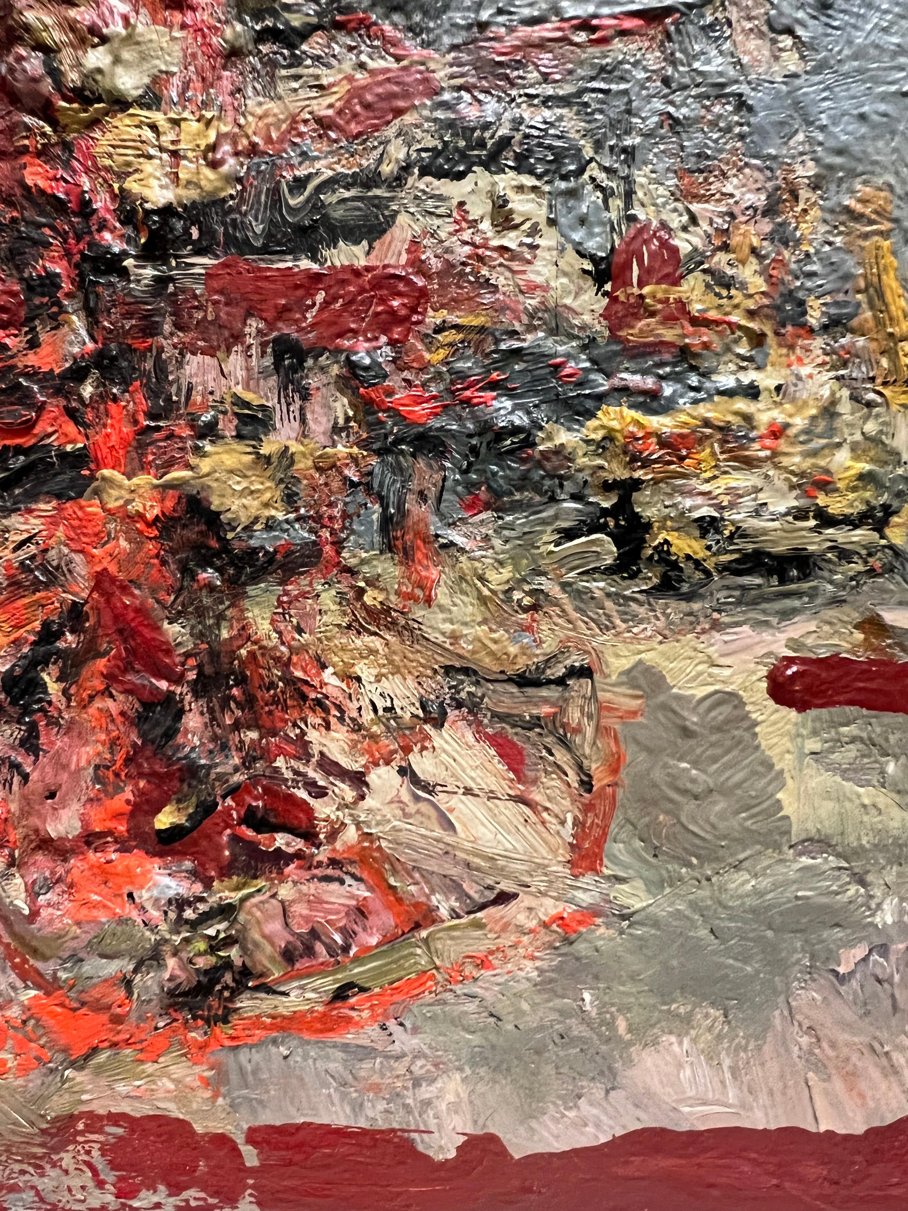 Fiori e lacrime, pittura ad olio astratta di Hans Burkhardt 3