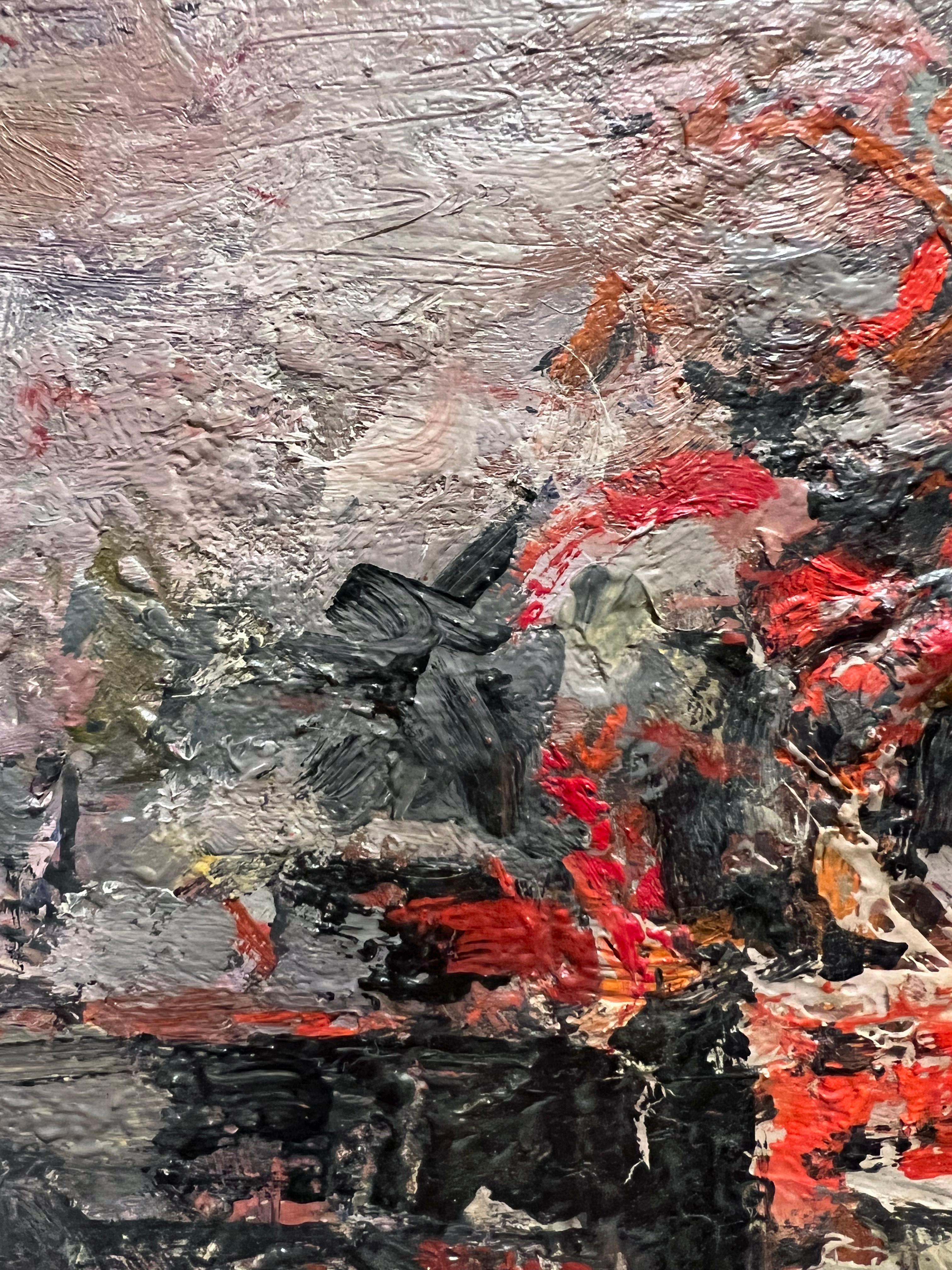 Fiori e lacrime, pittura ad olio astratta di Hans Burkhardt 4