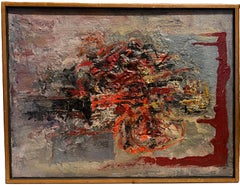 Fiori e lacrime, pittura ad olio astratta di Hans Burkhardt